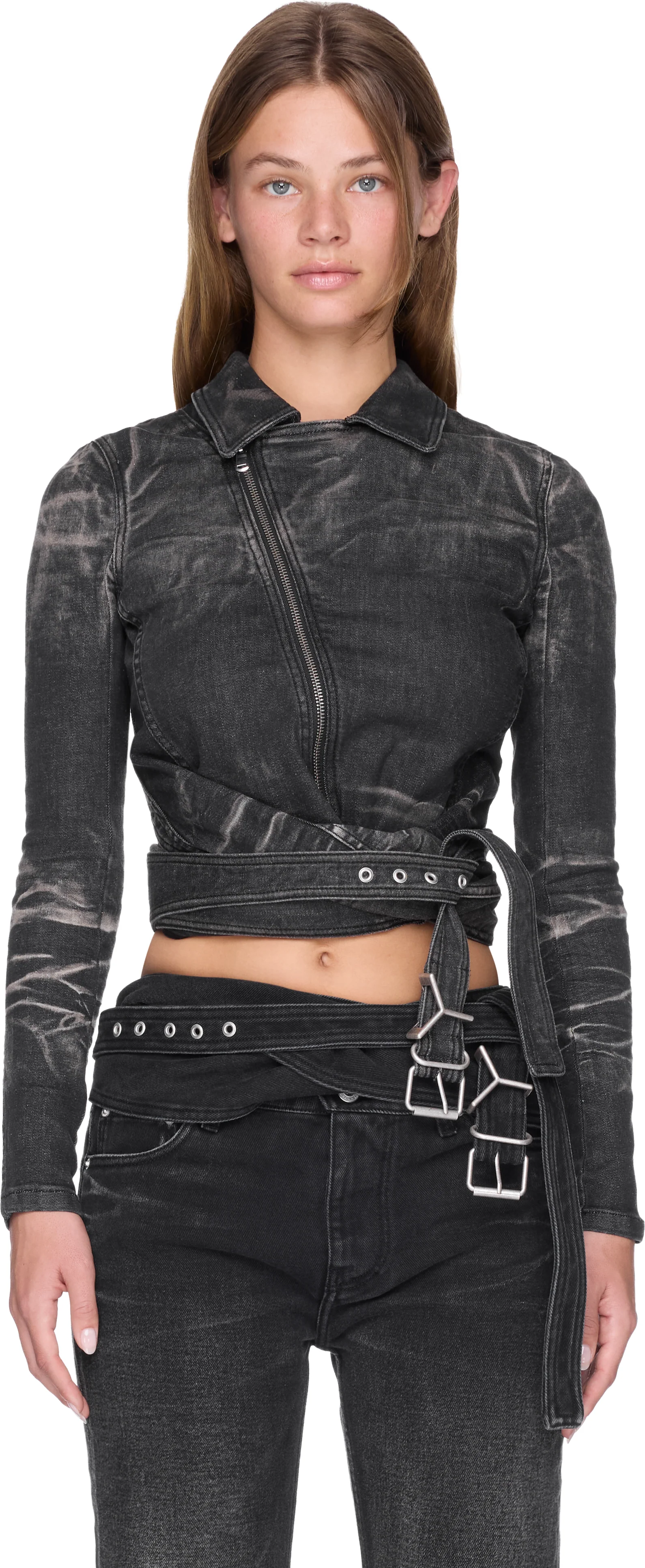 Y/Project Wrap Fitted Denim Jacket