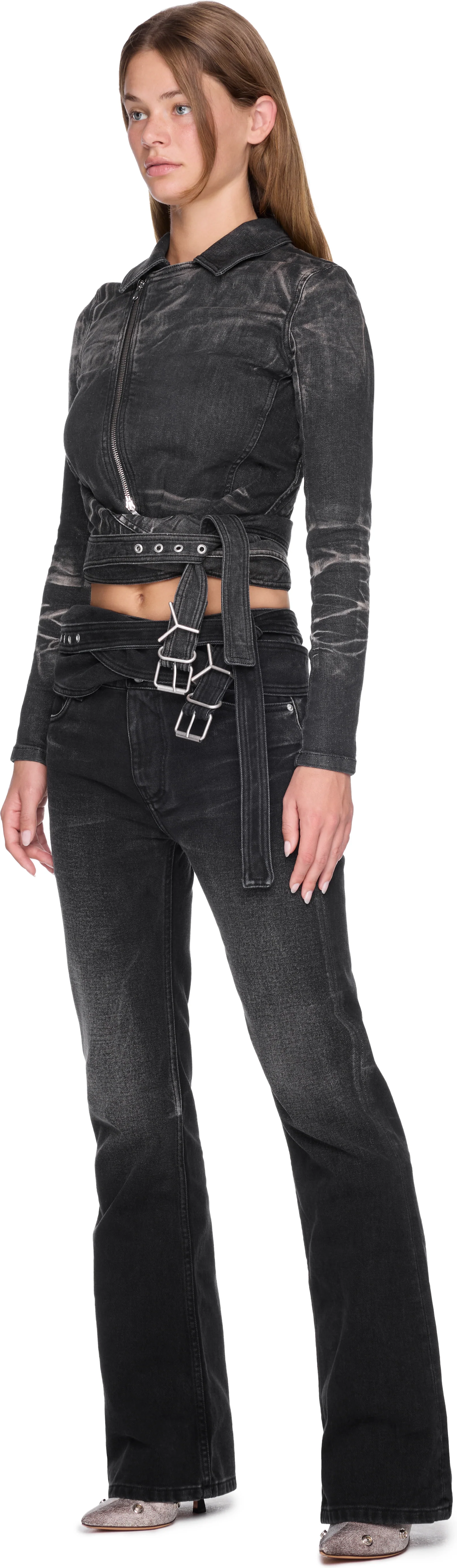 Y/Project Wrap Fitted Denim Jacket