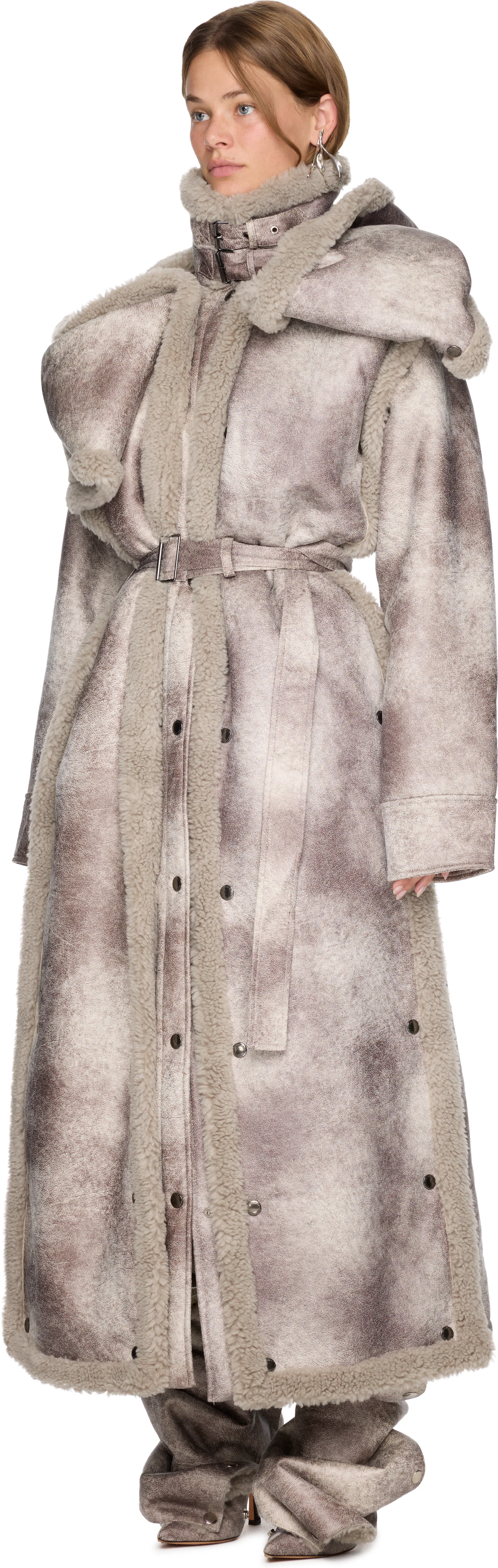 Y/Project Snap Off Panel Hood Aviator Coat