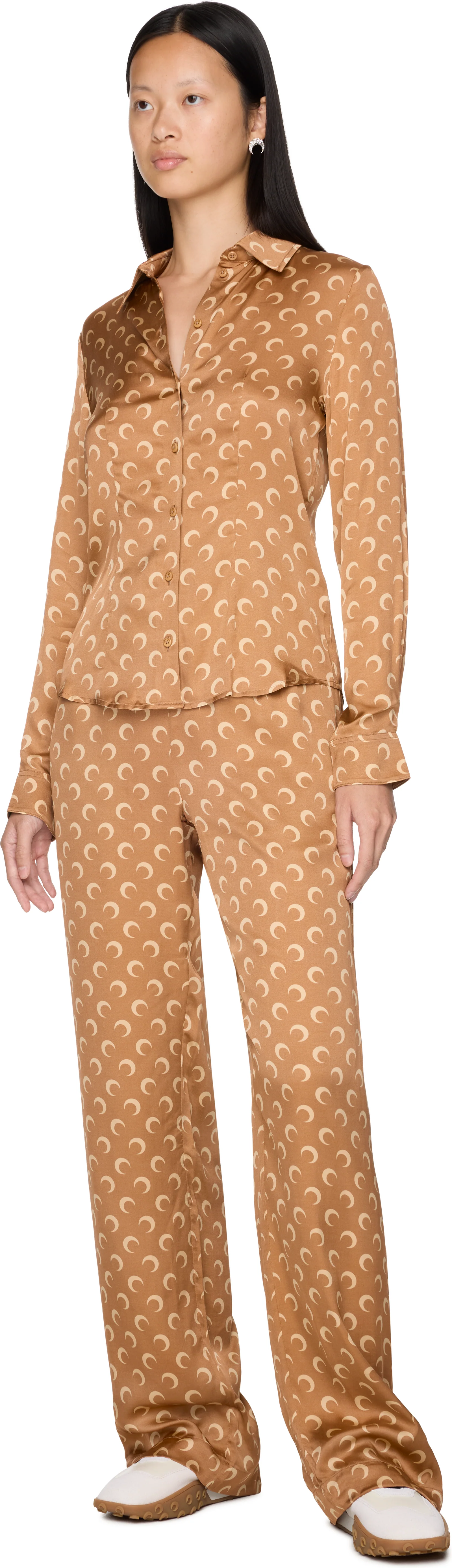 Marine Serre Moon Printed Flou Shirt Blouse Top