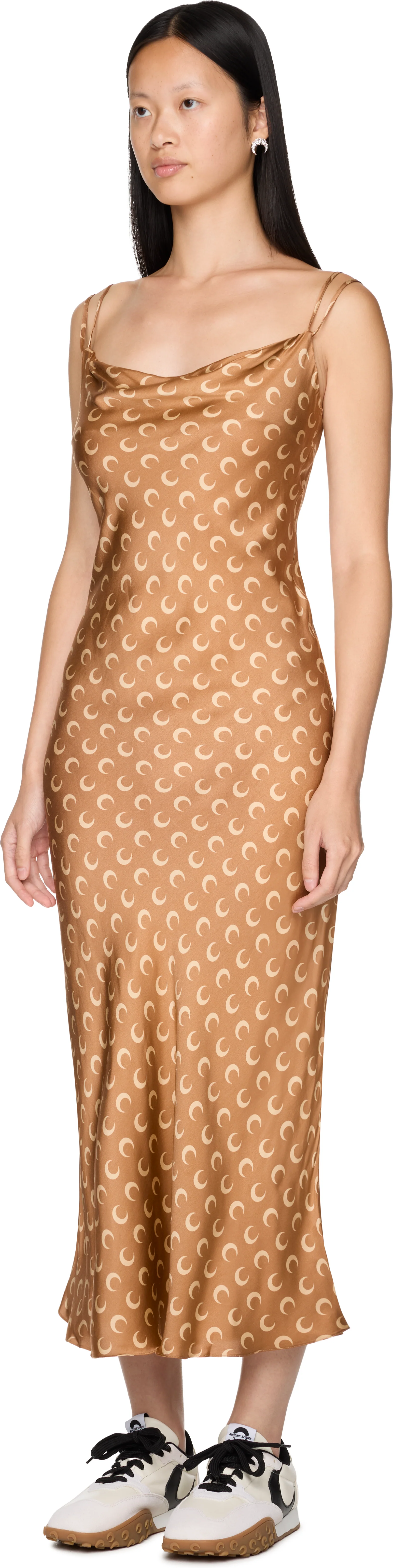 Marine Serre Moon Printed Flou Long Slip Dress