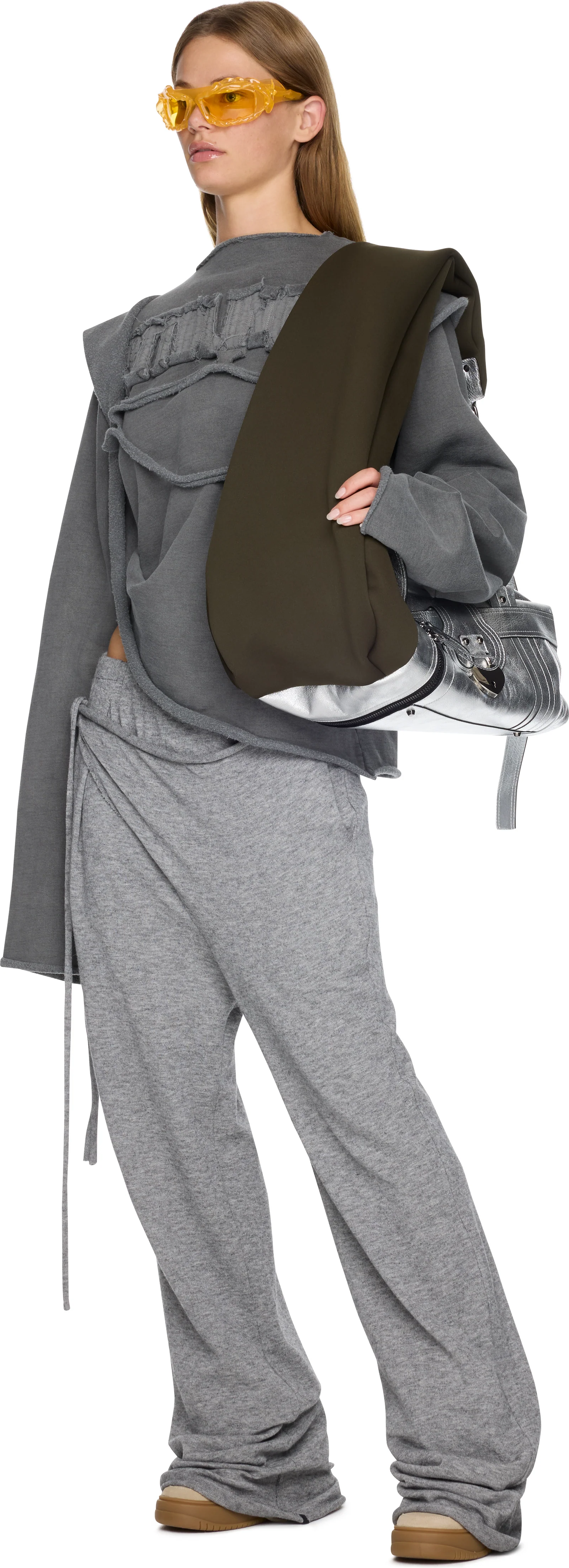 Ottolinger Distressed Drape Crewneck Top