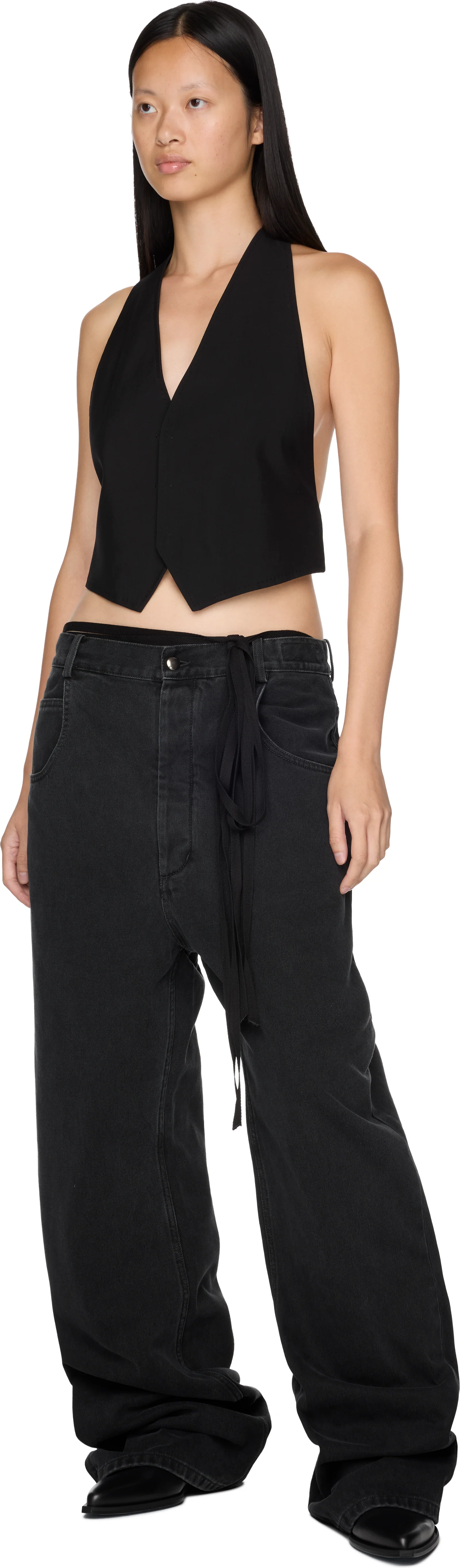 Ann Demeulemeester Monika Micro Open Back Waistcoat Top
