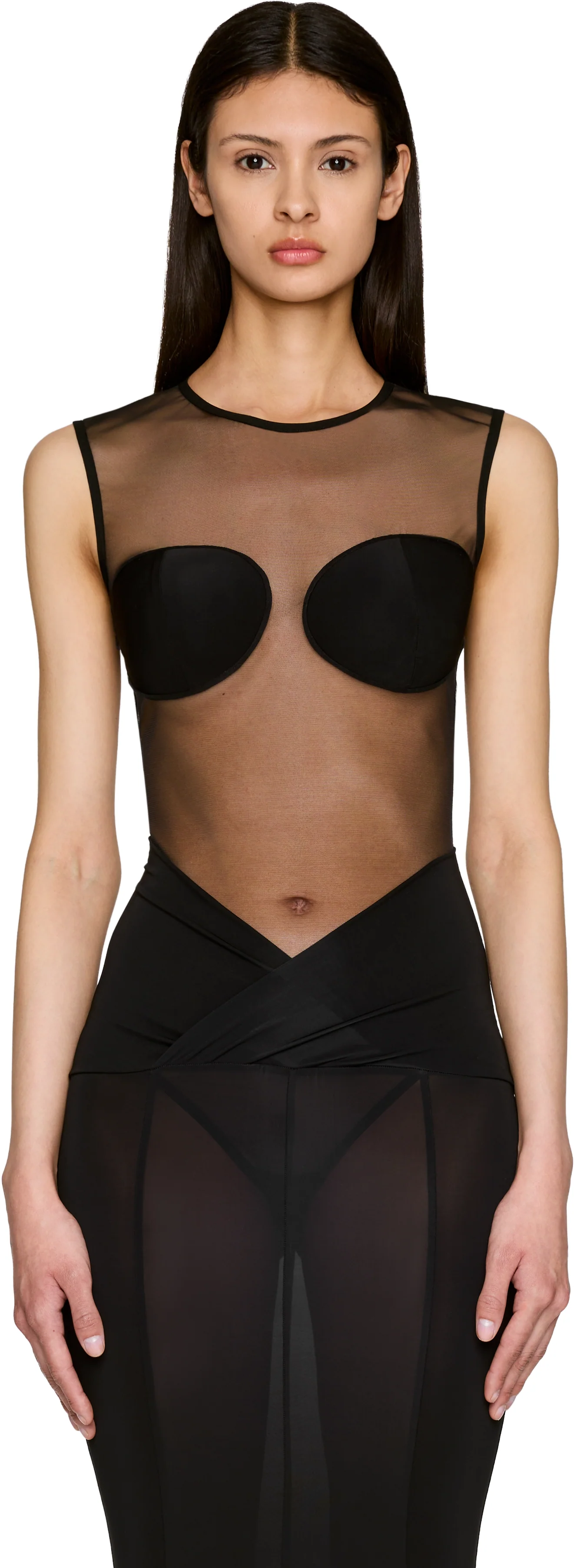 Nensi Dojaka Sheer Padded Bra Bodysuit