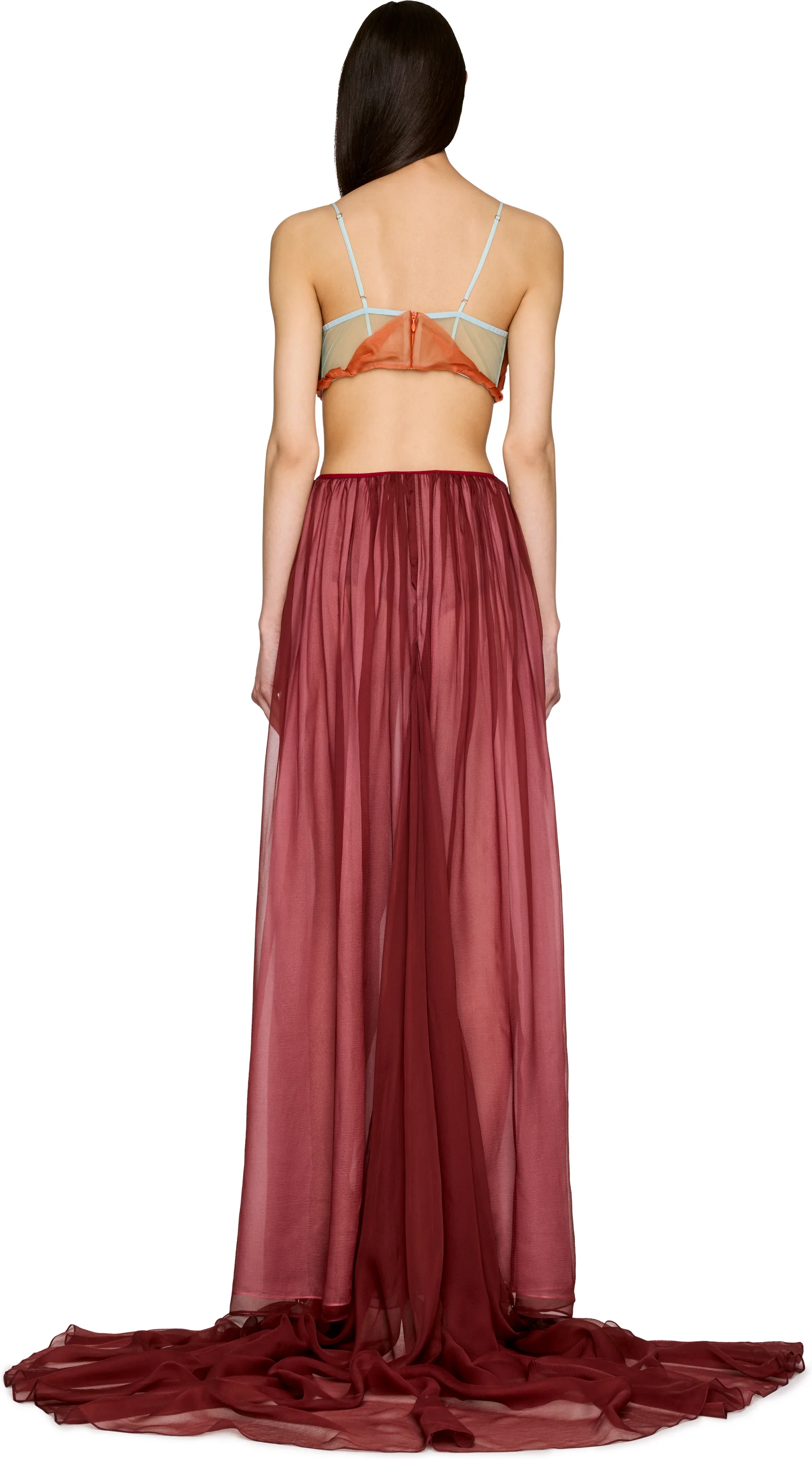 Nensi Dojaka Dahlia Semi-Sheer Flower Petal Gown