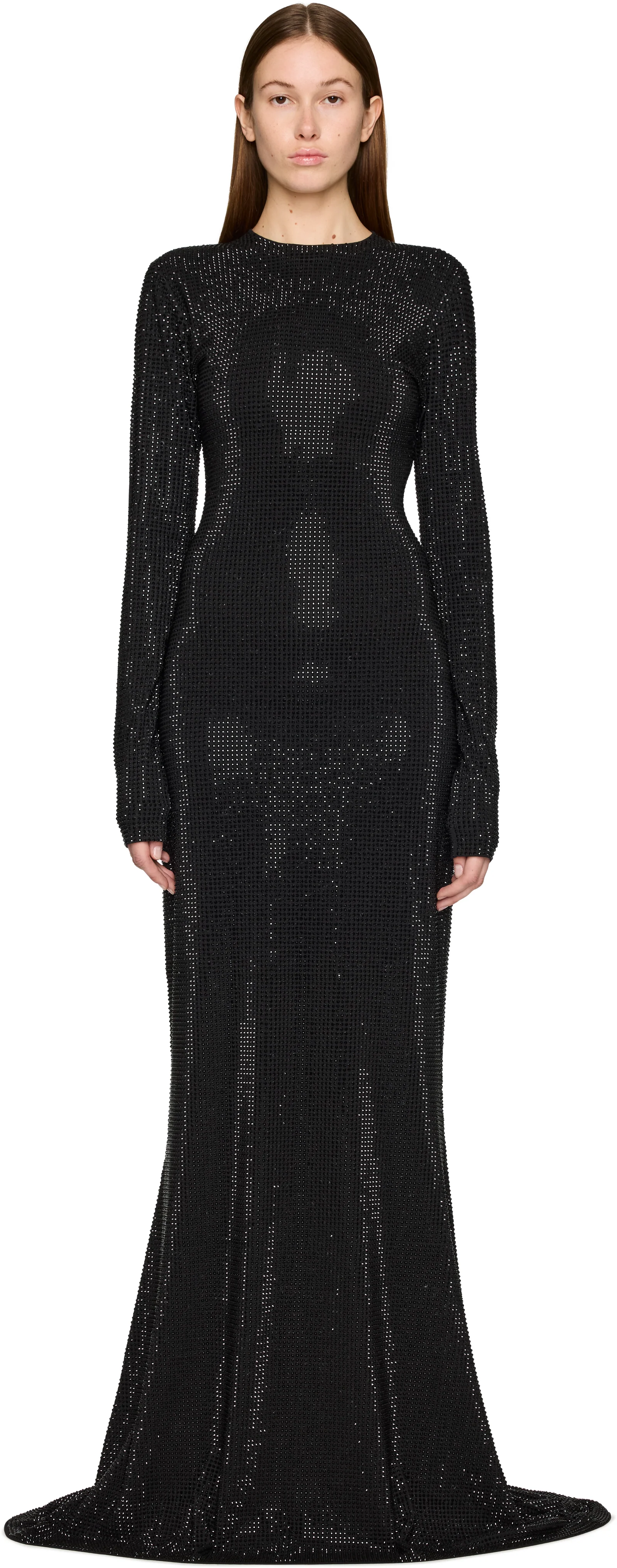 VETEMENTS Couture Iced-Out Longsleeve Maxi Dress
