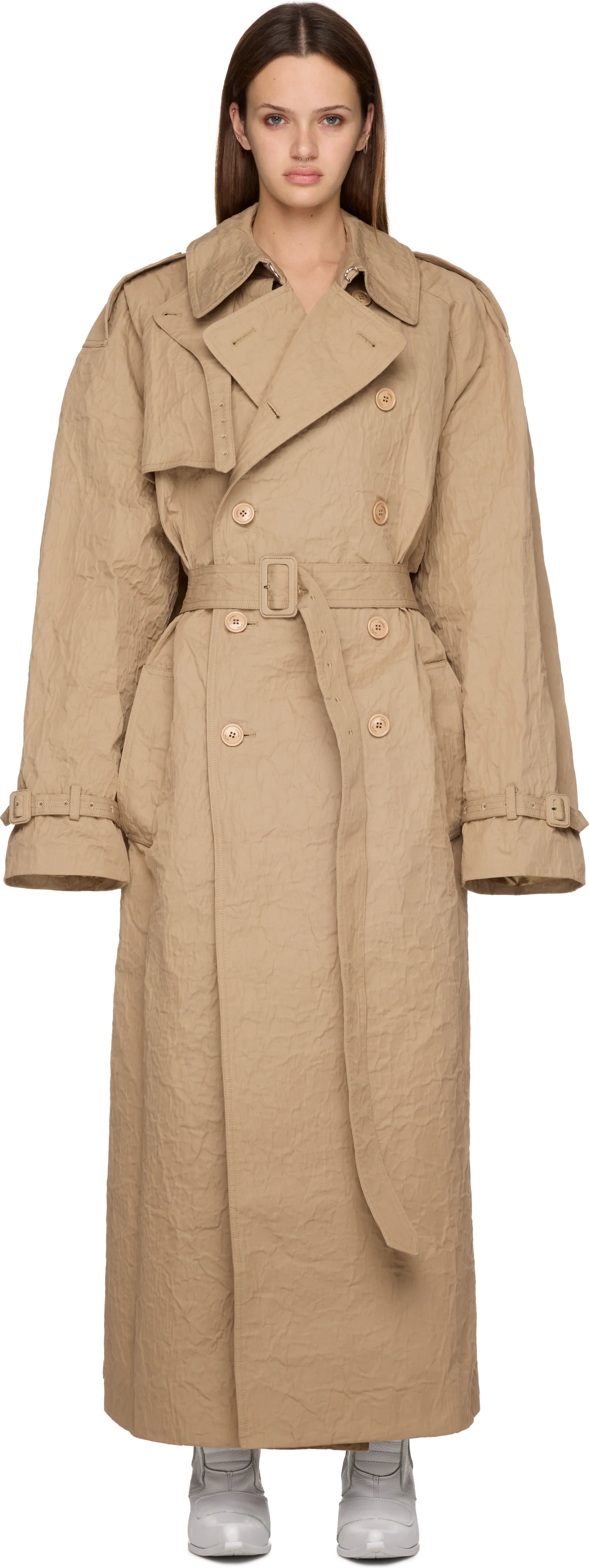 VETEMENTS Metalized Wrinkled Trench Coat
