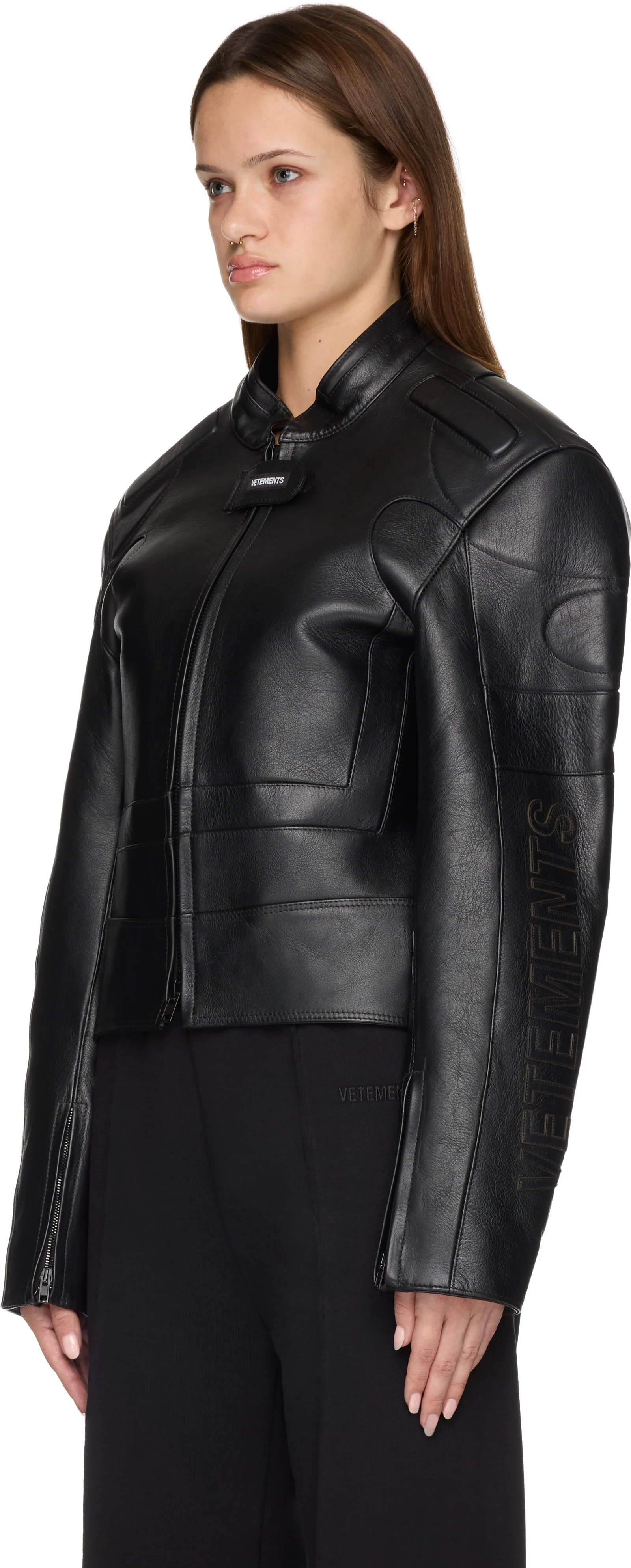 VETEMENTS Racing Logo Leather Jacket