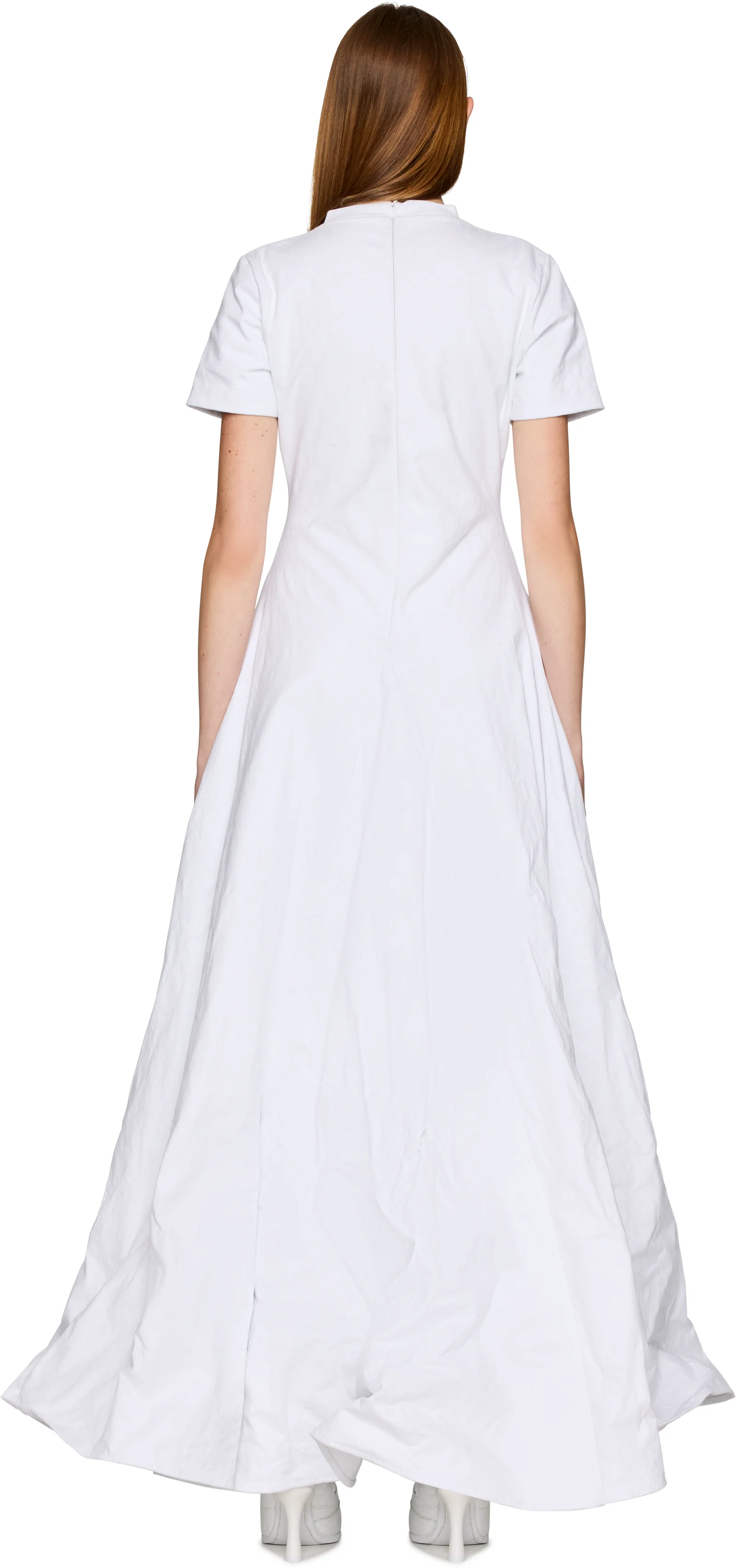 VETEMENTS Logo Embroidered Metalized Wrinkled T-Shirt Dress
