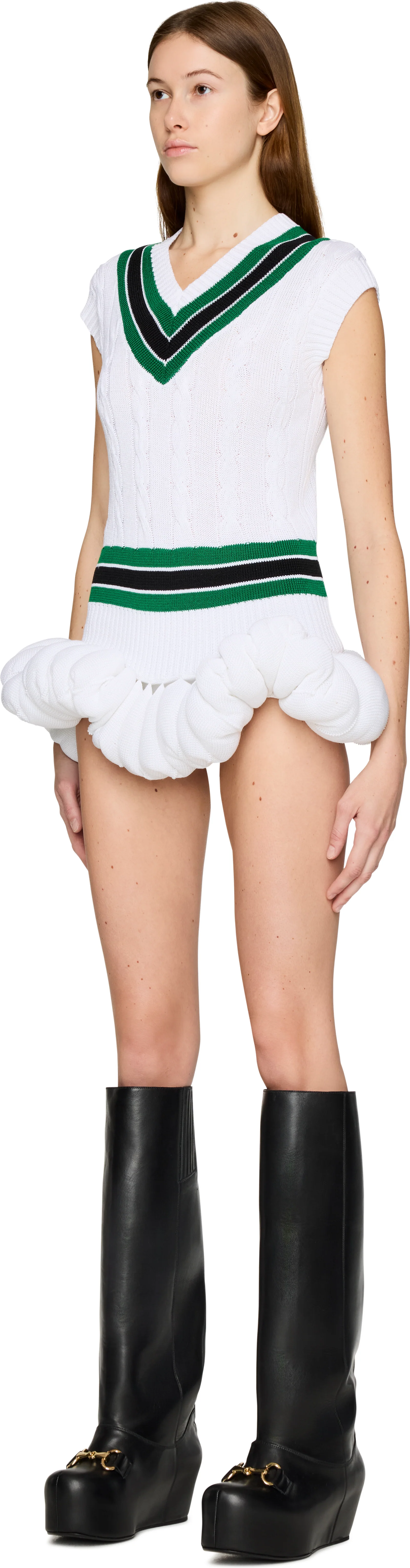 Laura Andraschko Knitted Tennis Bubble Mini Dress