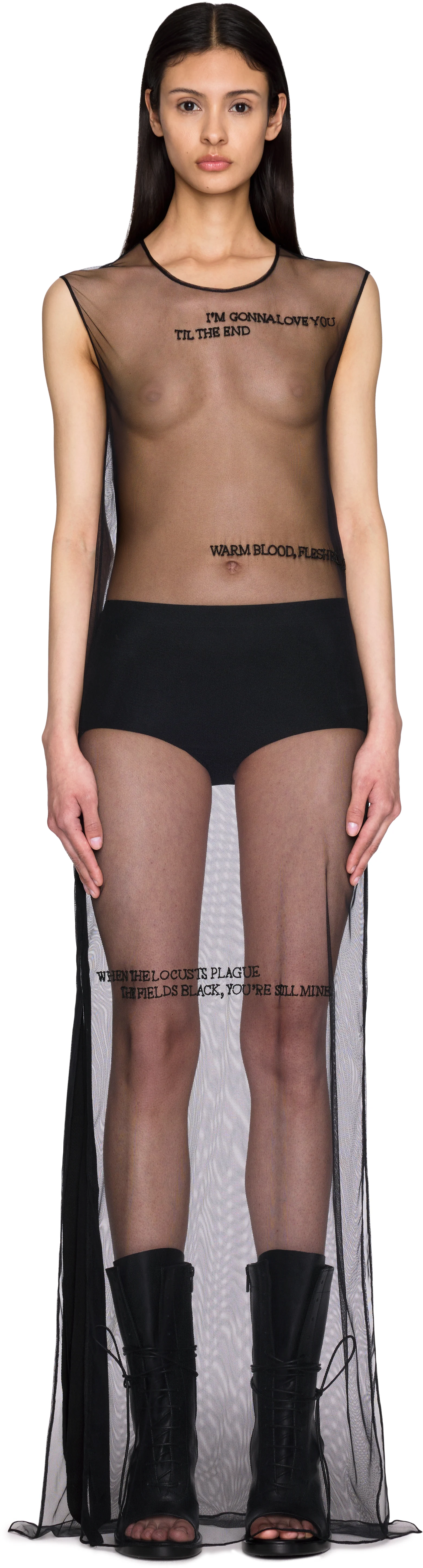 Ann Demeulemeester Seda Sleeveless "Till The End" Tulle Maxi Dress