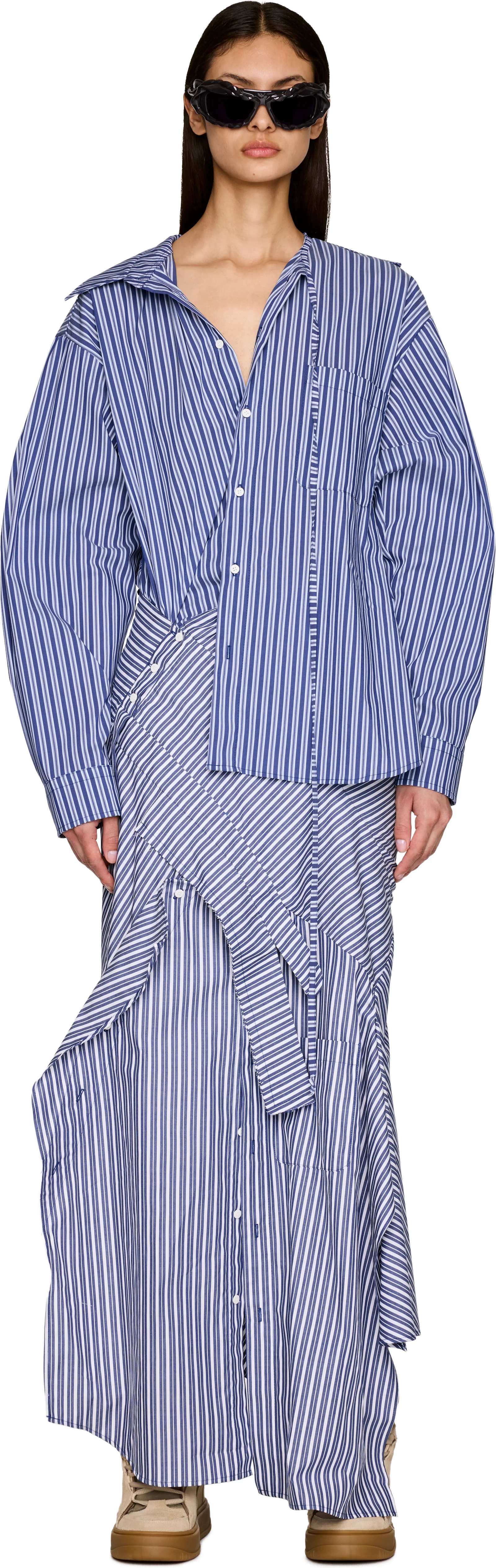 Ottolinger Striped Deconstructed Shirting Maxi Dress