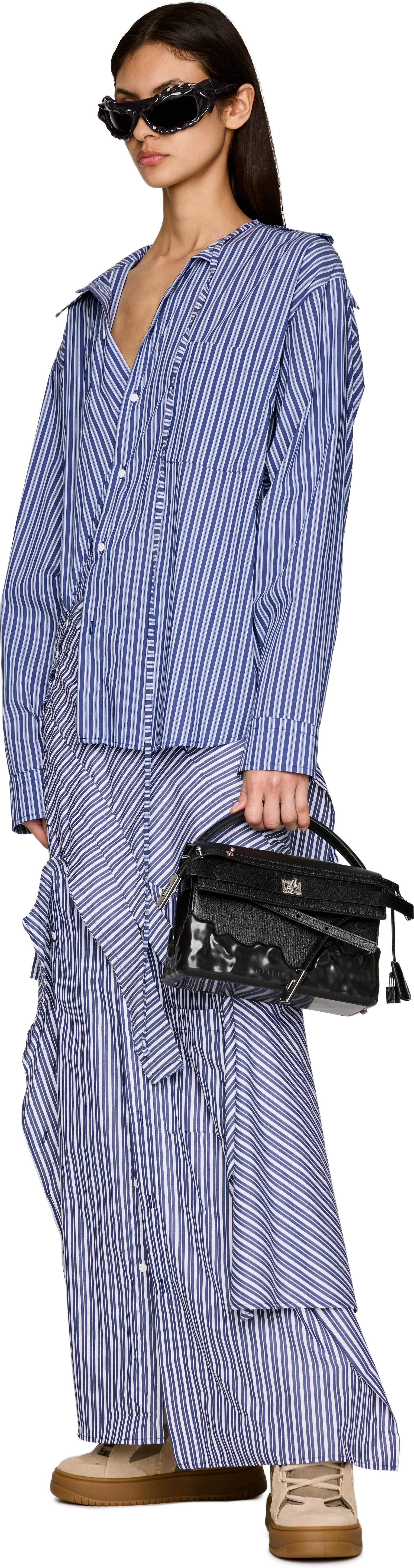 Ottolinger Striped Deconstructed Shirting Maxi Dress
