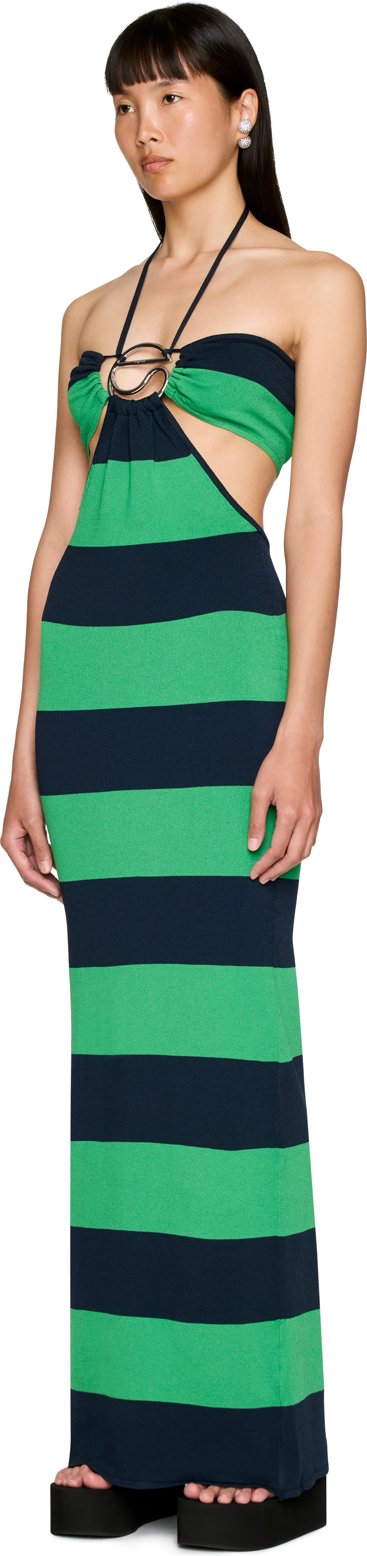 Coperni Knitted Striped Halter Maxi Dress
