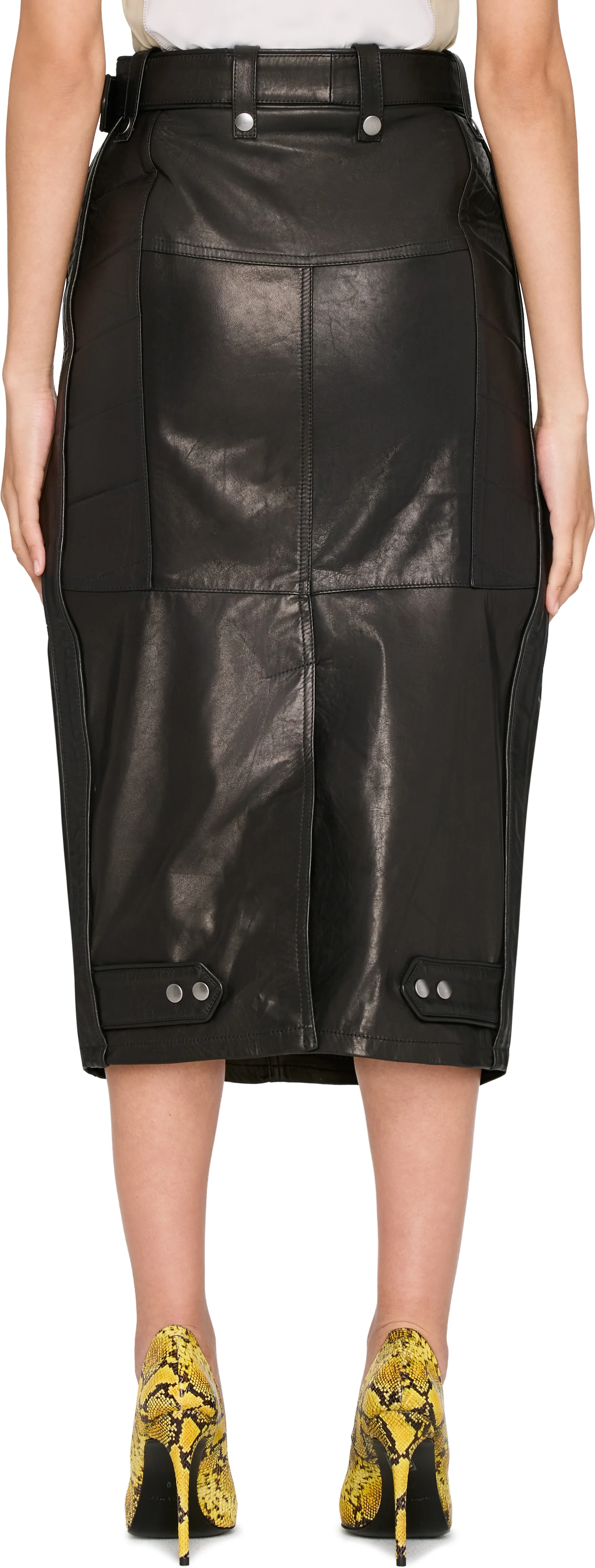 Martine Rose Leather Biker Midi Skirt