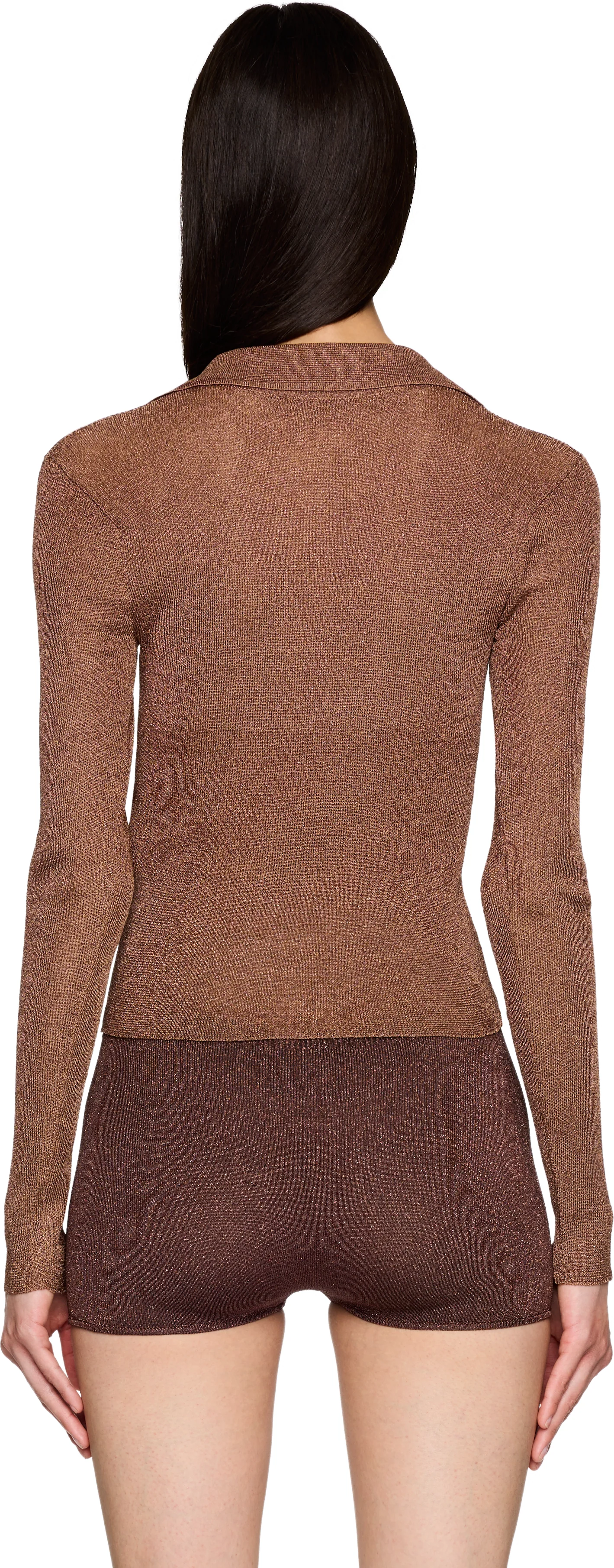 Isa Boulder Metallic Long Sleeve Polo Top