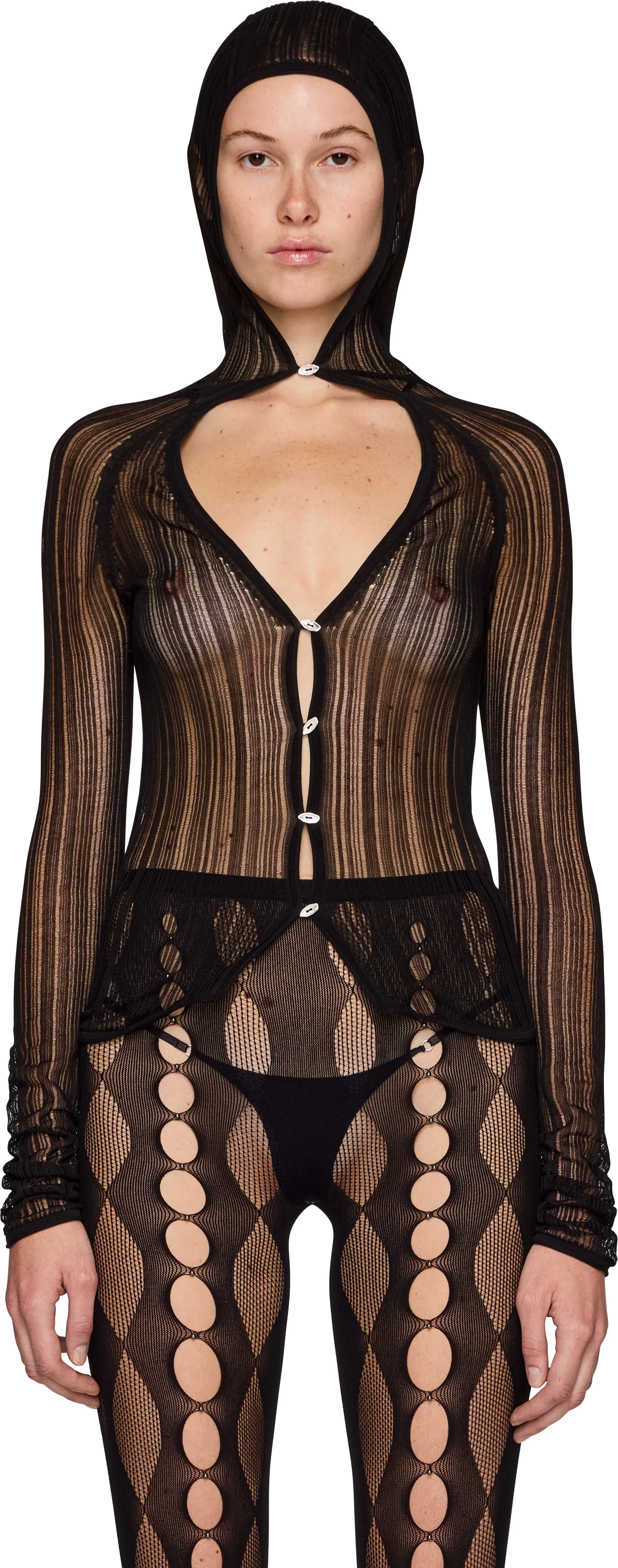 Rui Semi-Sheer Hood Cardigan