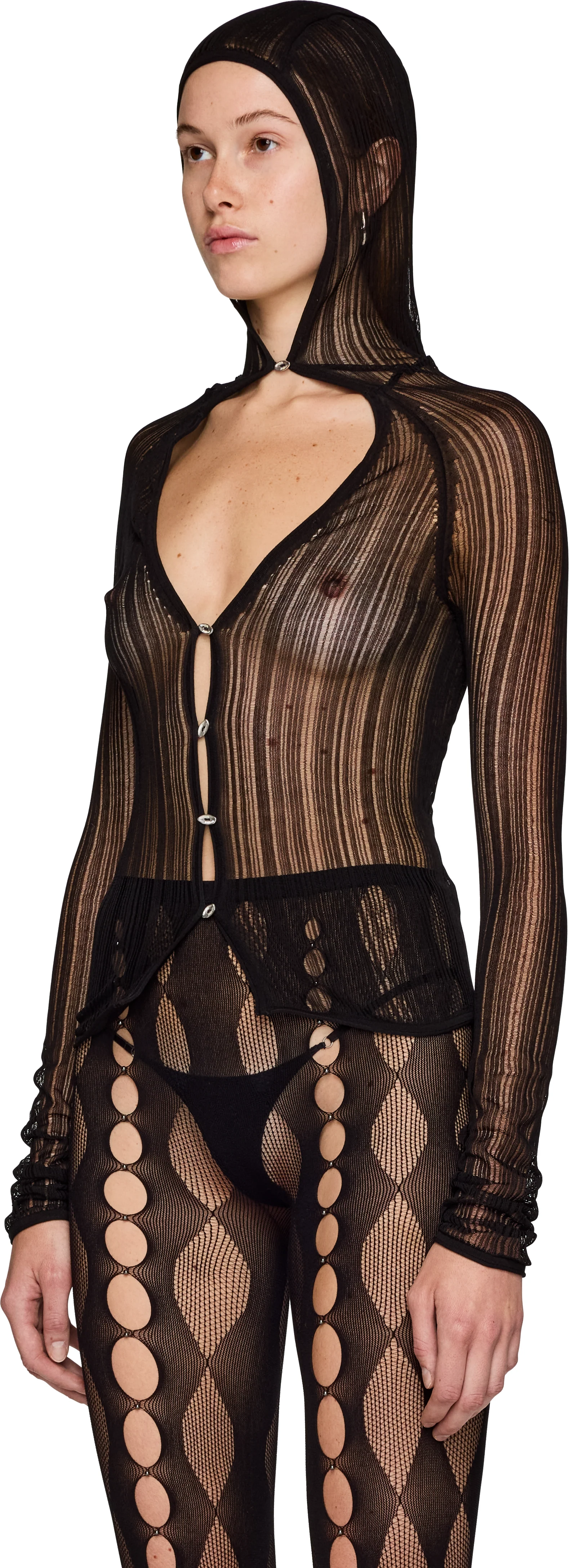 Rui Semi-Sheer Hood Cardigan