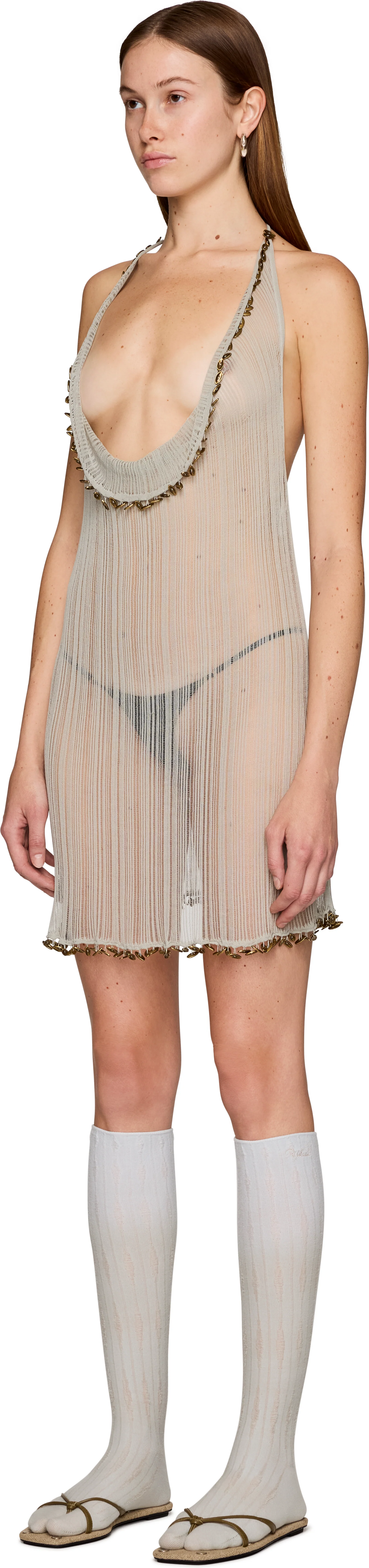 Rui Semi-Sheer Cowl Neck Mini Dress