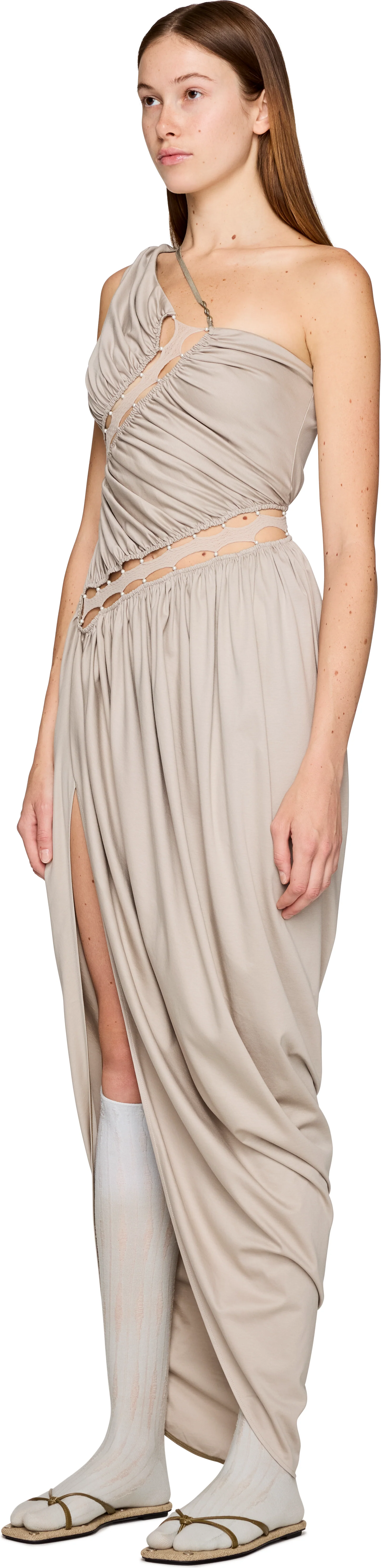 Rui One-Shoulder Ruched Combo Maxi Dress