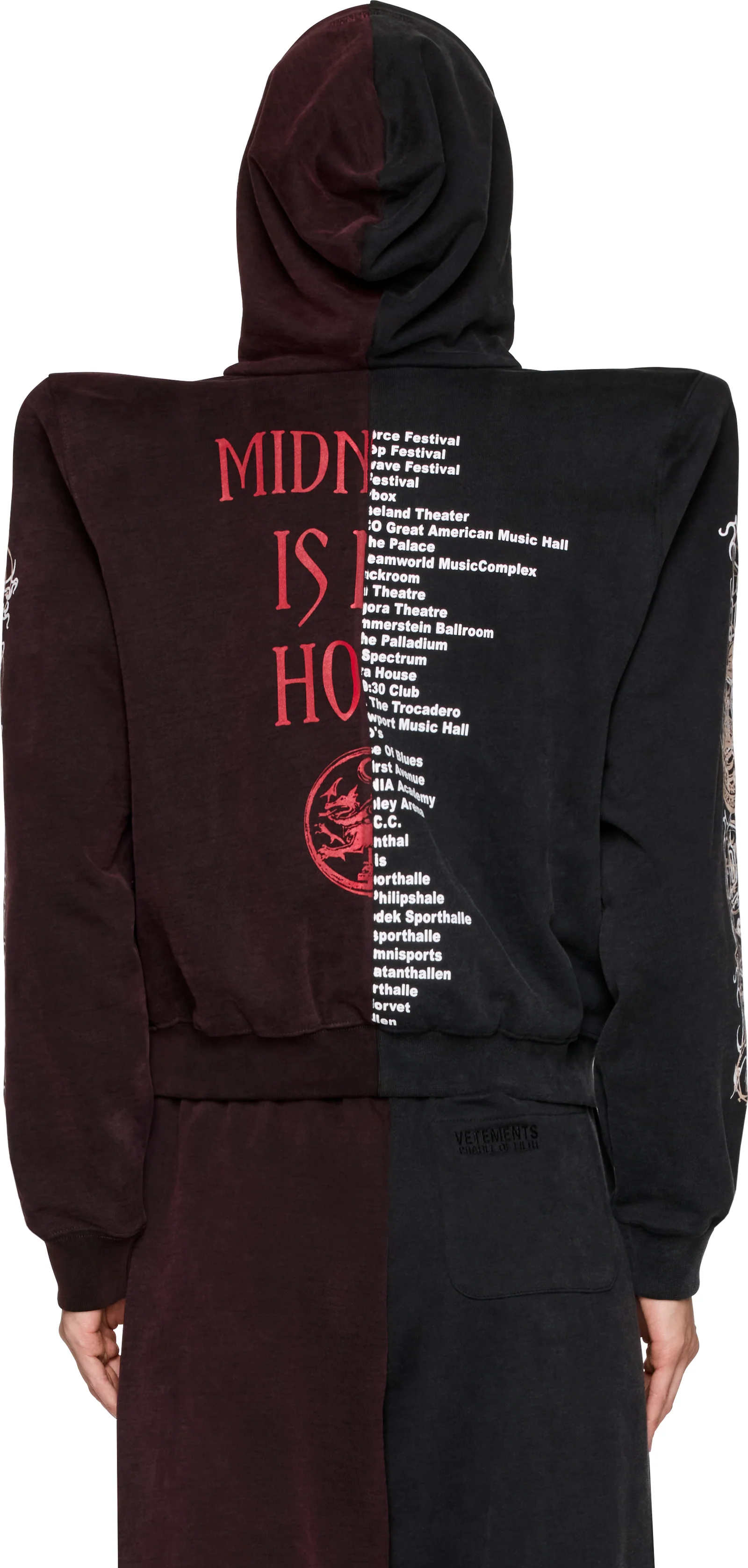 VETEMENTS Cradle of Filth Cut-Up Extreme Shoulder Zip-Up Hoodie