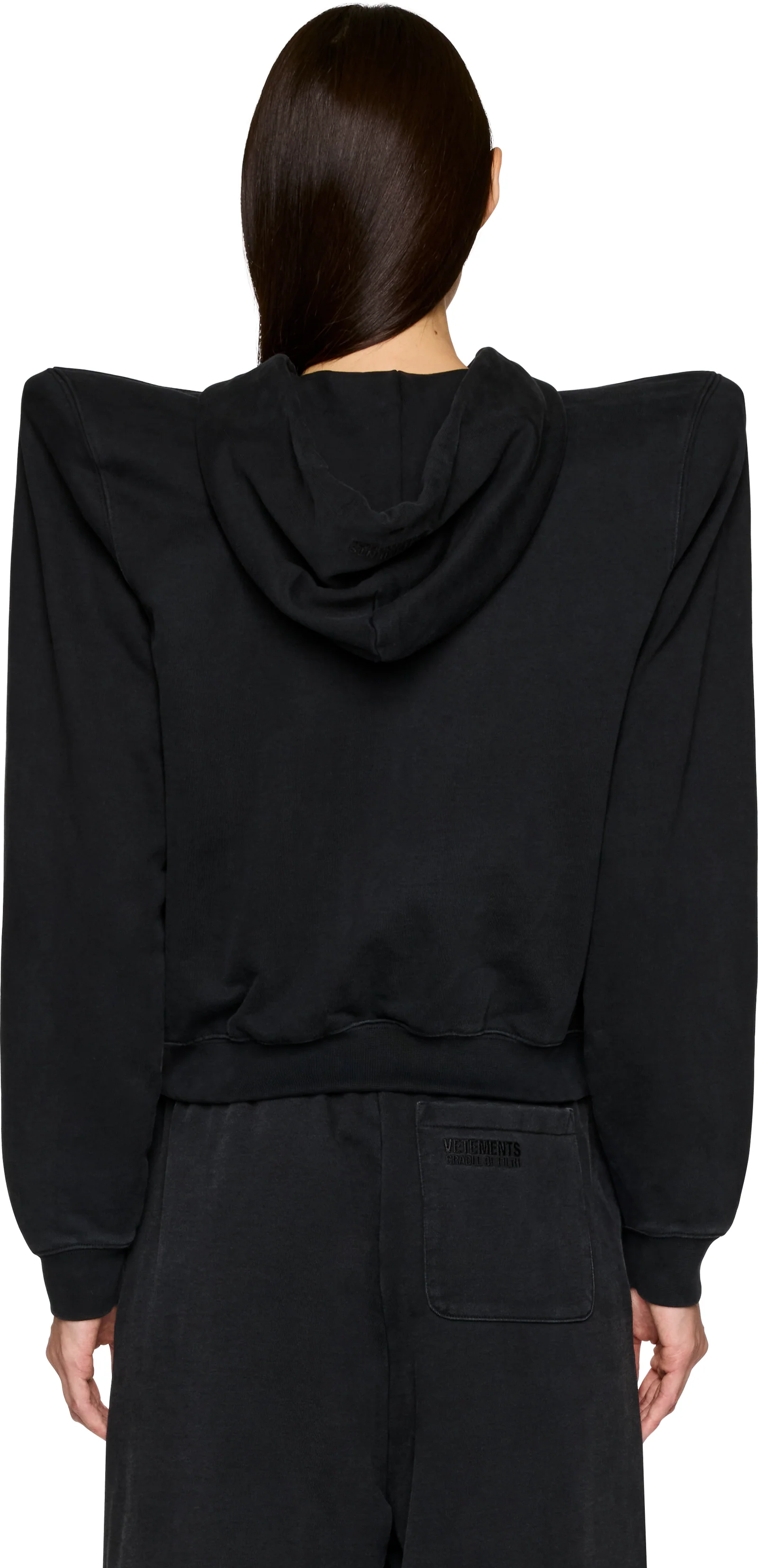 VETEMENTS Cradle of Filth Logo Extreme Shoulder Zip-Up Hoodie