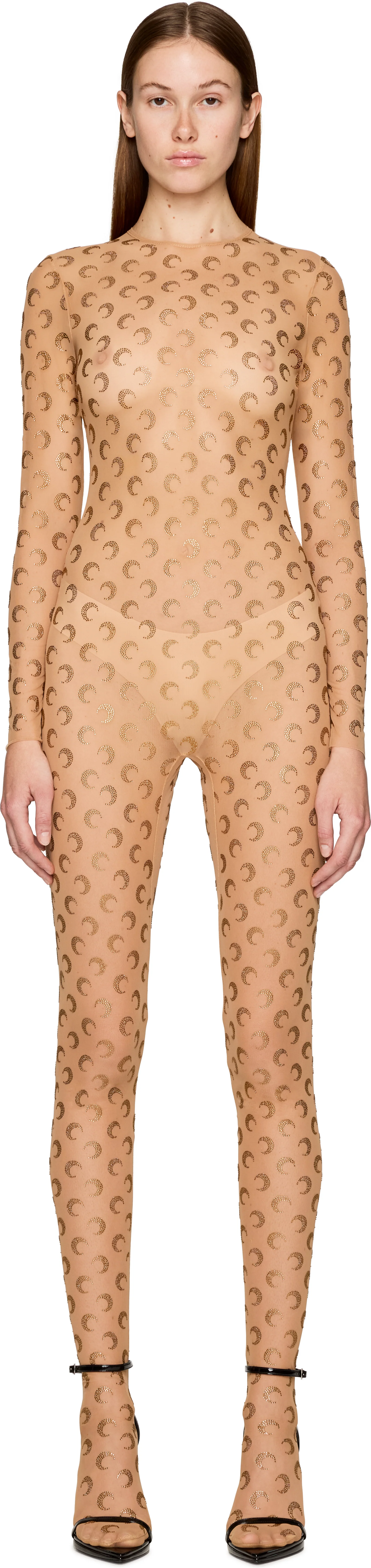 Marine Serre Couture Recycled Moon Strass Jersey Catsuit