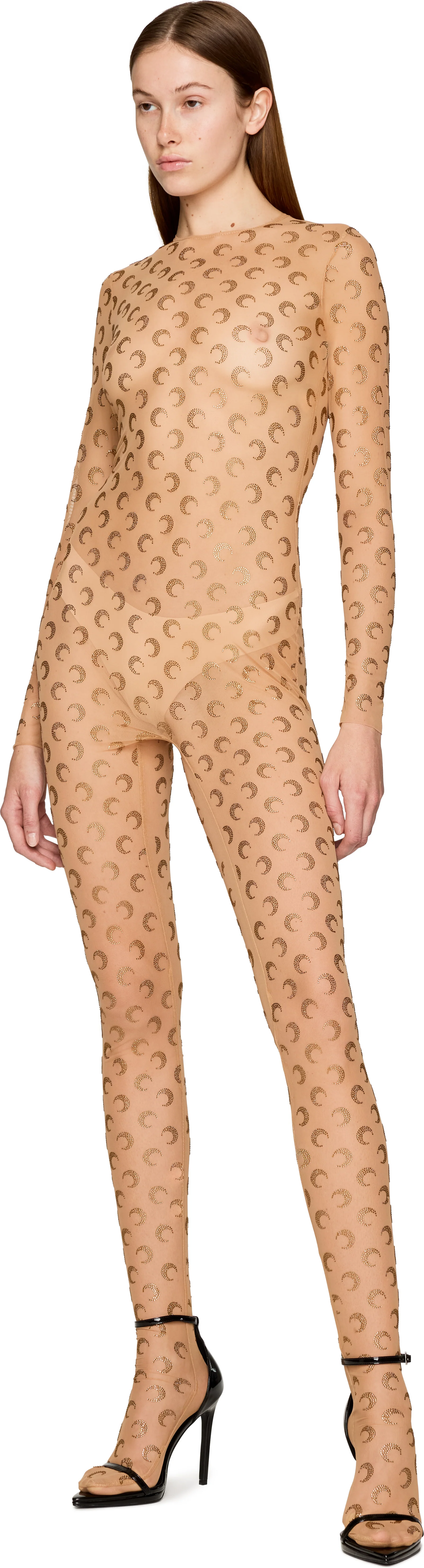 Marine Serre Couture Recycled Moon Strass Jersey Catsuit