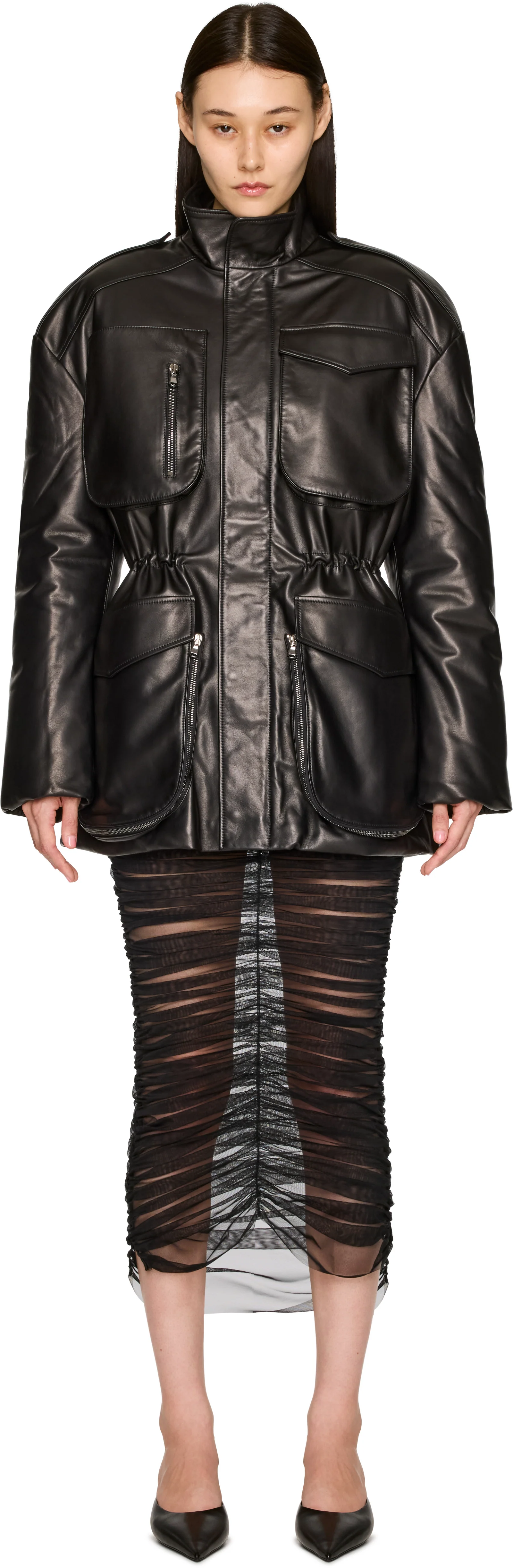 Nensi Dojaka Leather Puffer Jacket