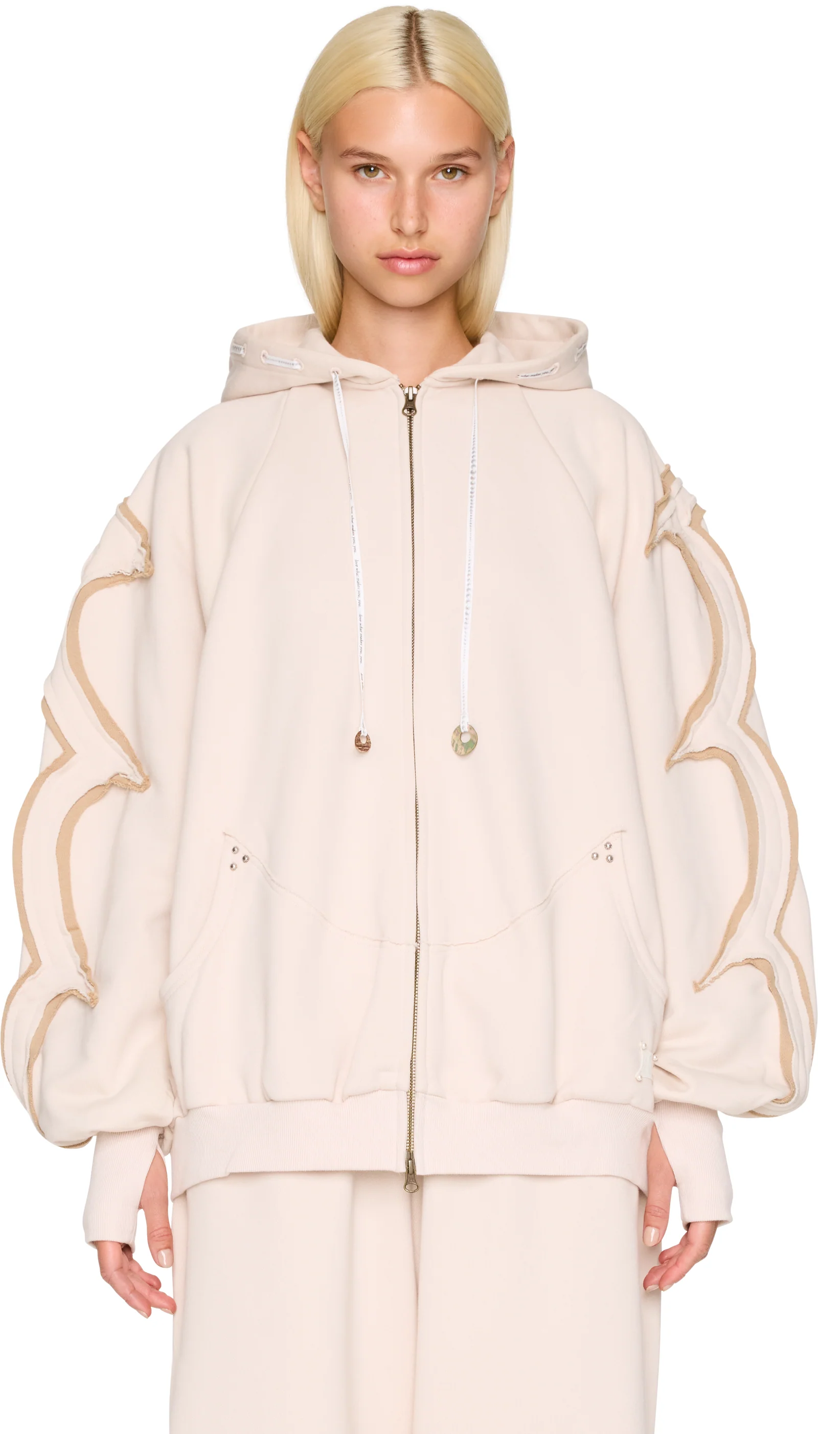 Rui Oversized Patchwork Ribbon Zip Hoodie