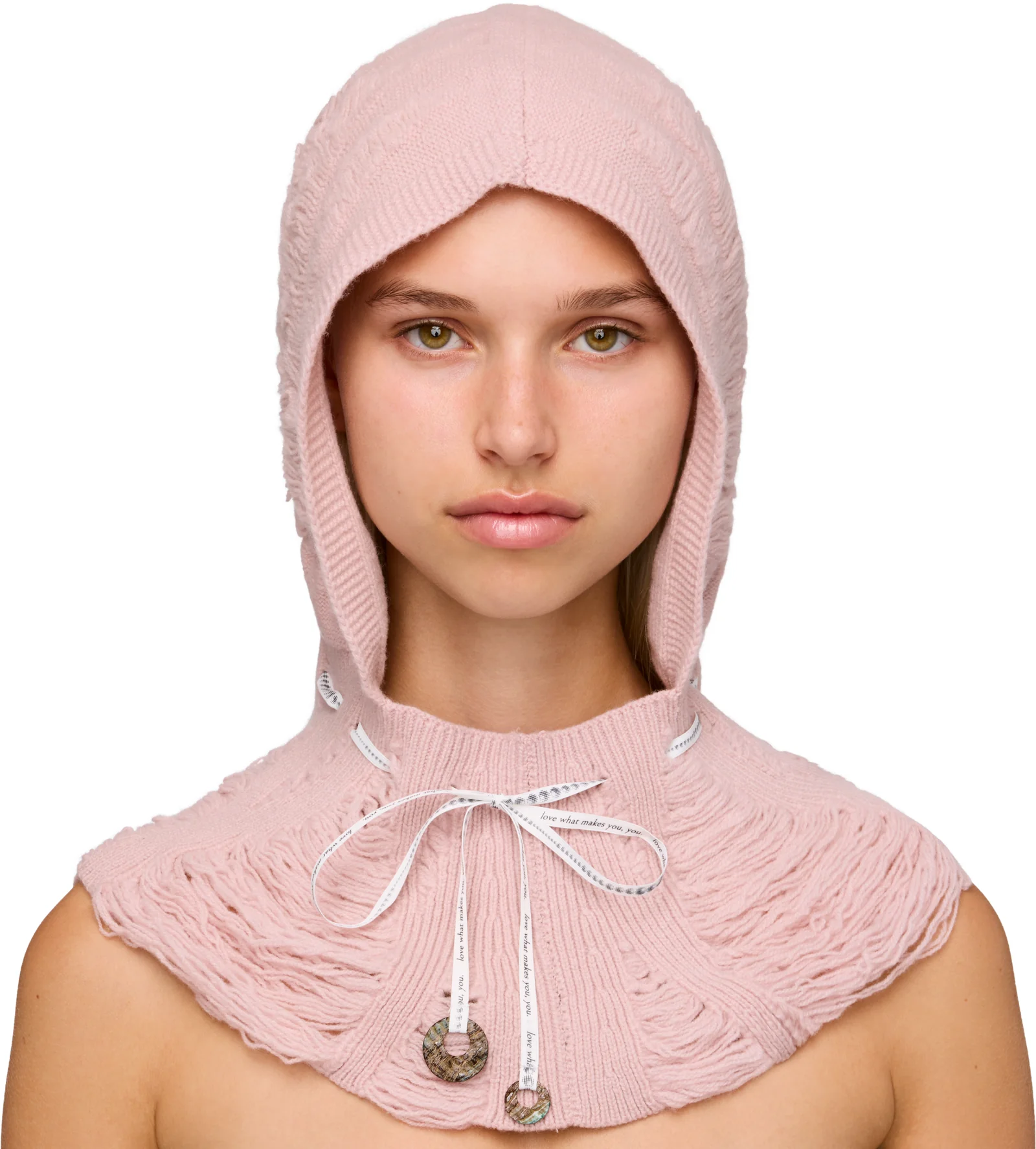 Rui Laddering Wool Ribbon Hood Balaclava