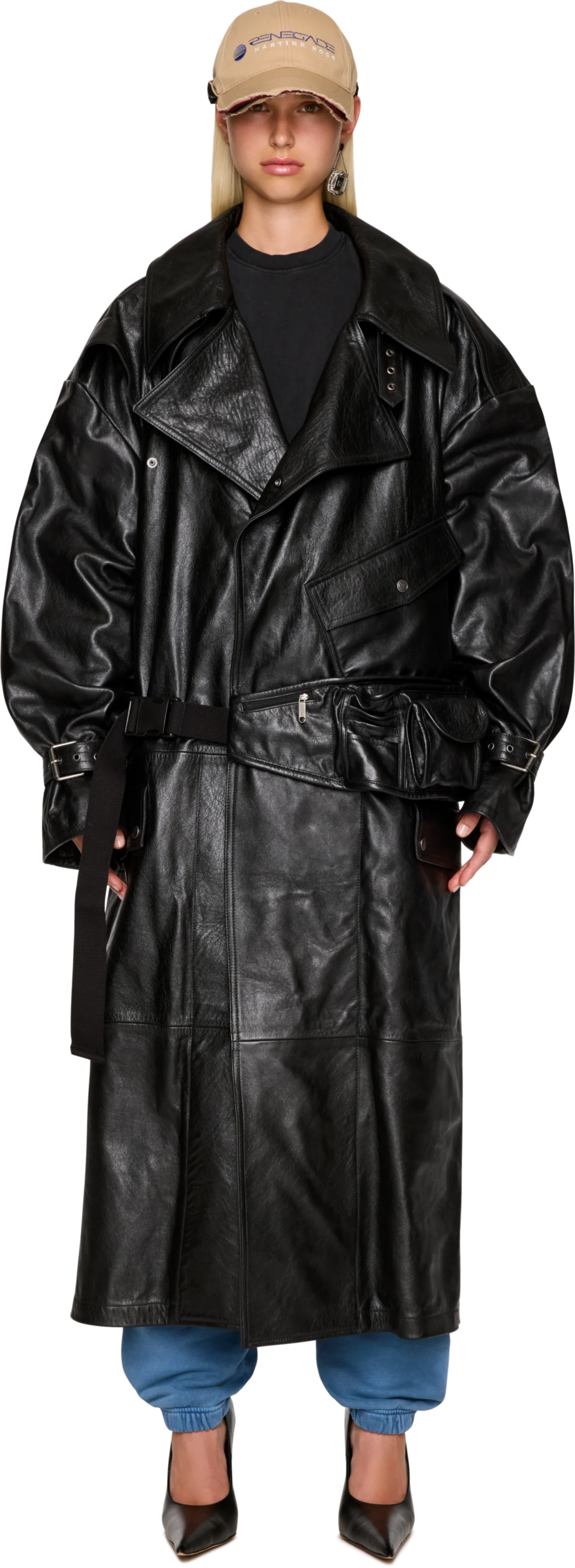 Martine Rose Bumbag Trench Leather Coat