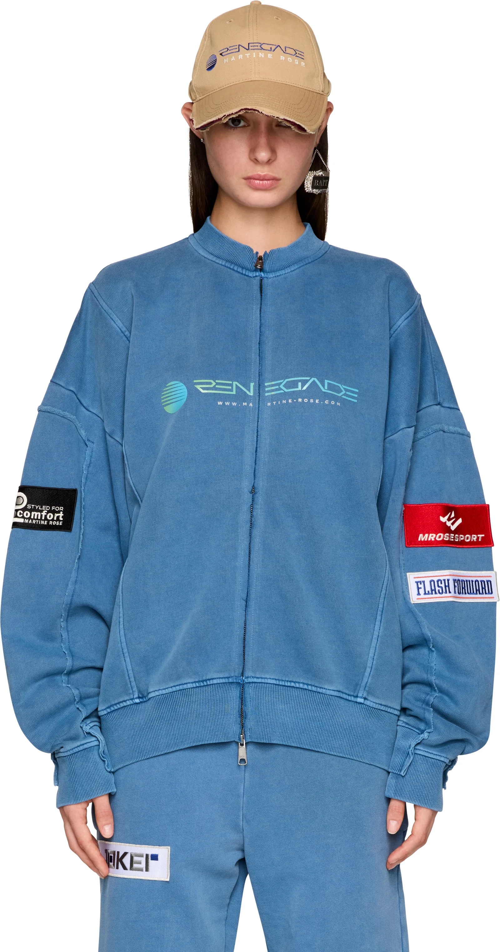 Martine Rose Zip Up Crew Sweatshirt
