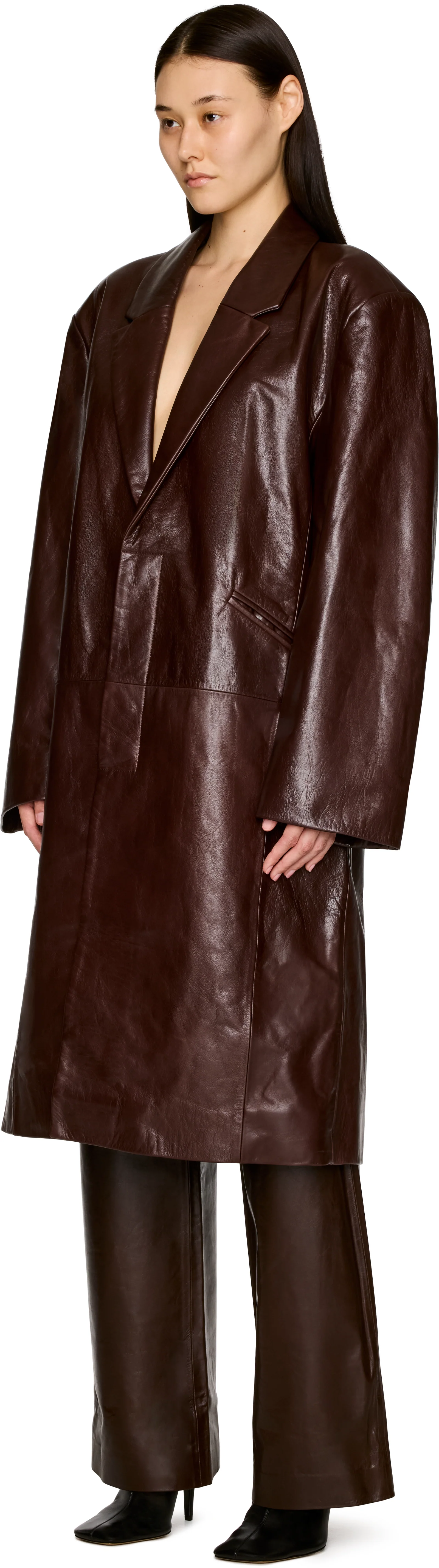 Entire Studios Single Breasted Leather Coat