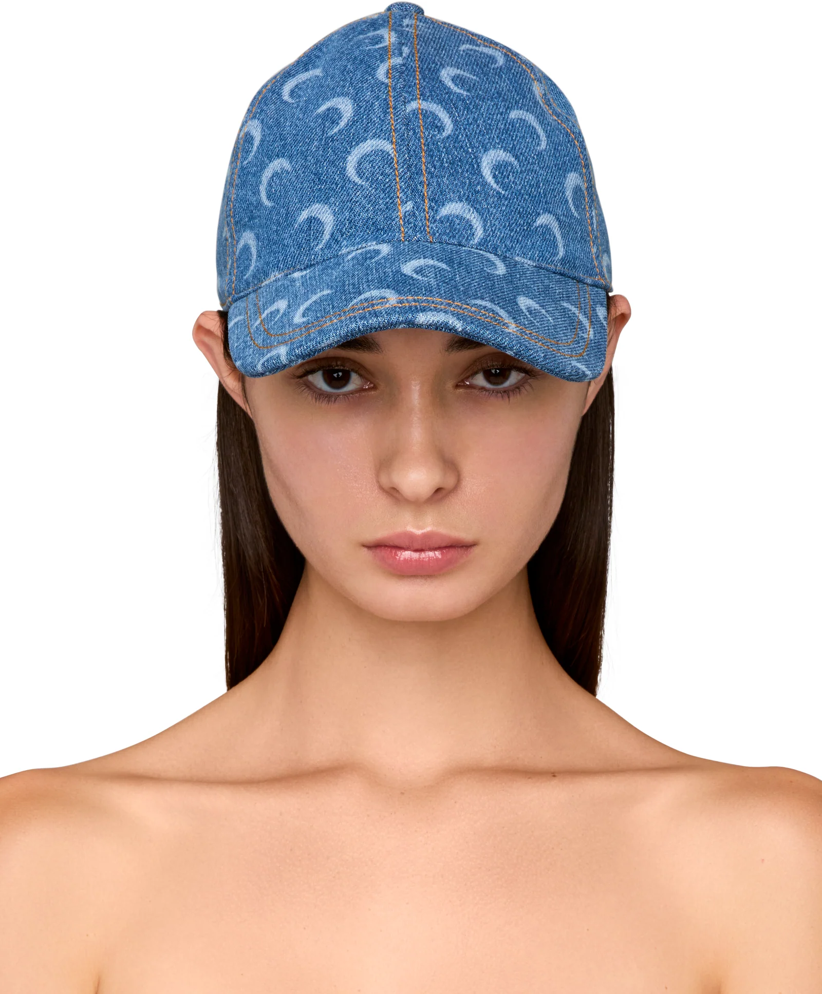 Marine Serre Moon Laser Denim Baseball Cap