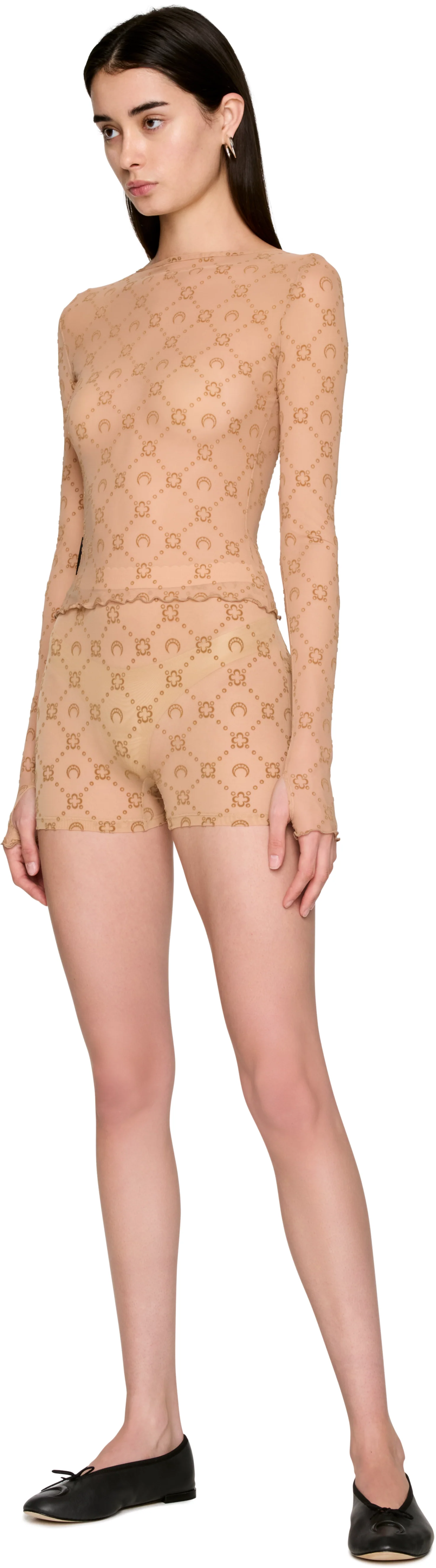 Marine Serre Moonogram Mesh Flock Biker Shorts