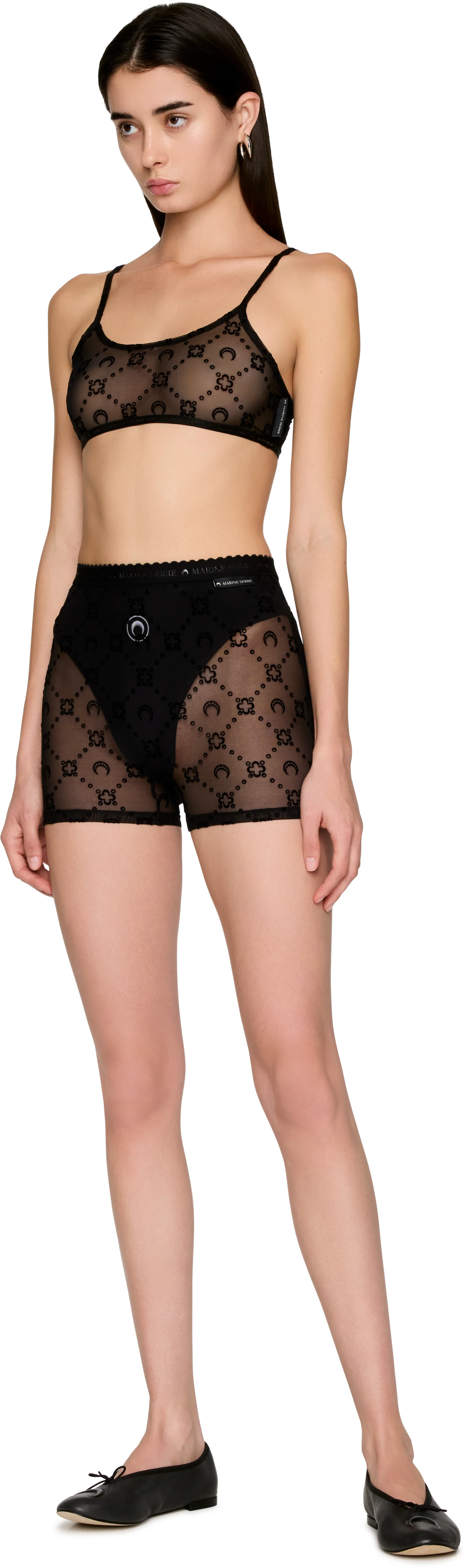 Marine Serre Moonogram Mesh Flock Biker Shorts