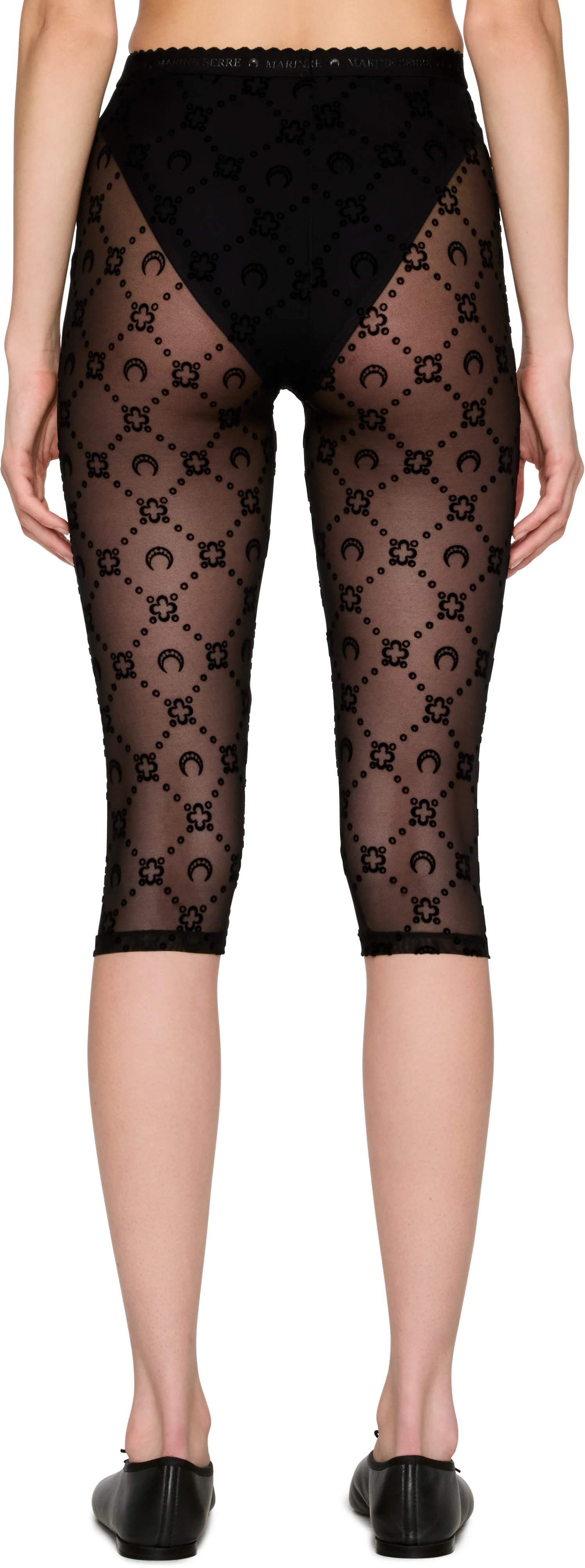 Marine Serre Moonogram Mesh Flock Capri Leggings
