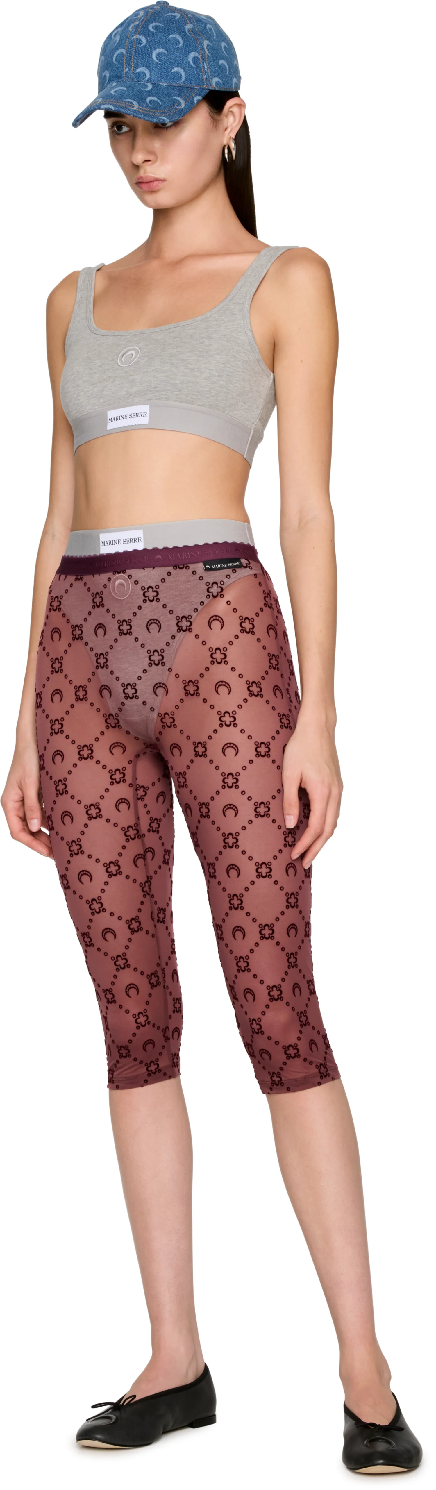Marine Serre Moonogram Mesh Flock Capri Leggings