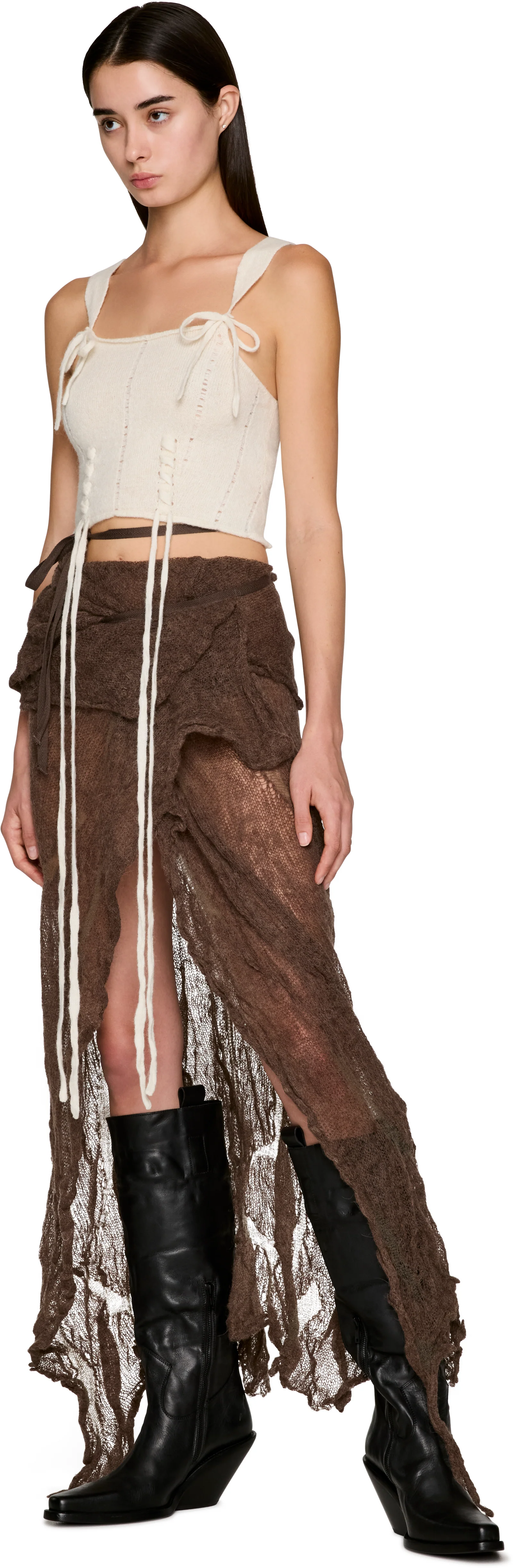 Ann Demeulemeester Philomien Asymmetric Knitted Wrap Maxi Skirt