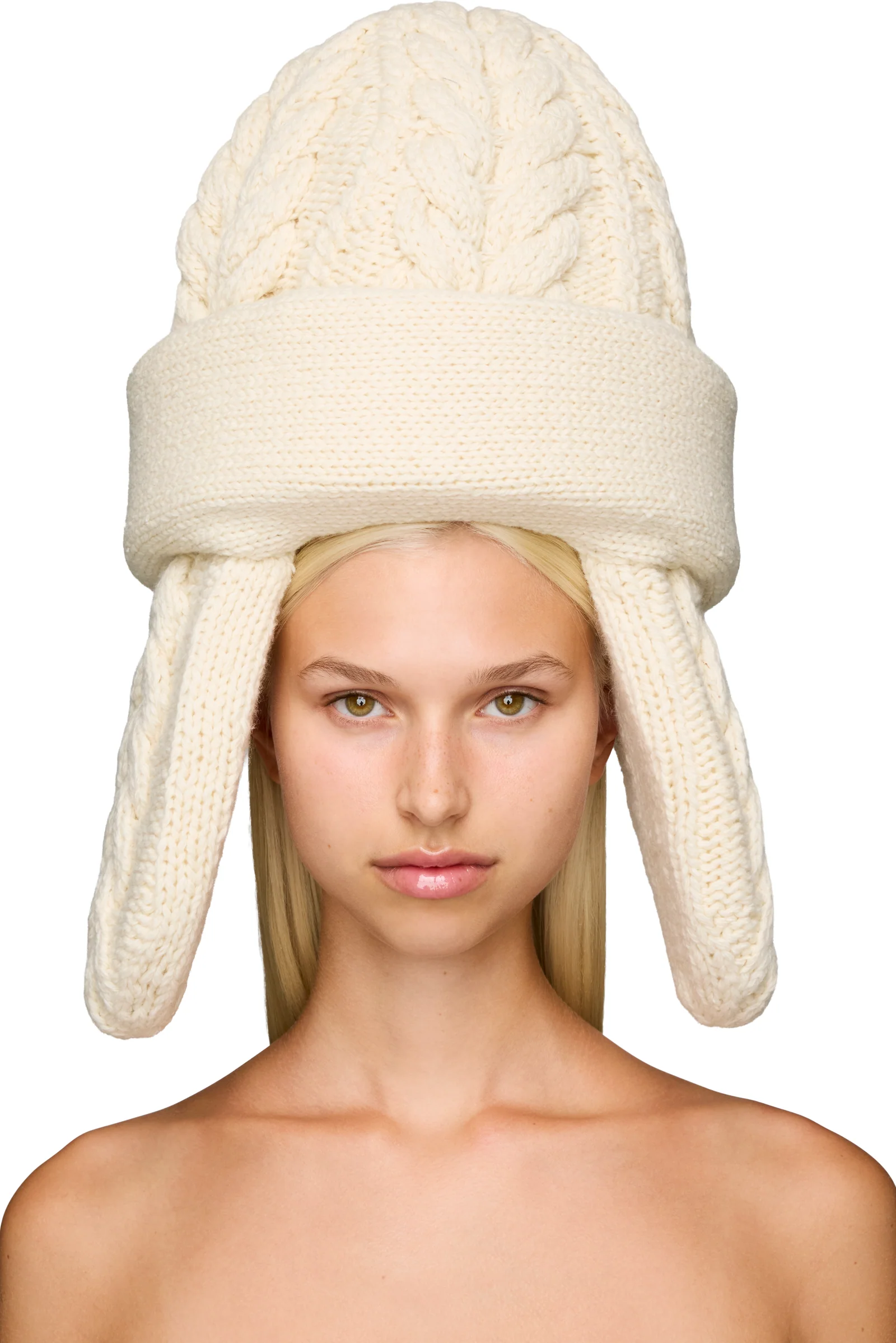 Duran Lantink Padded Ear Muff Cable Knitted Hat