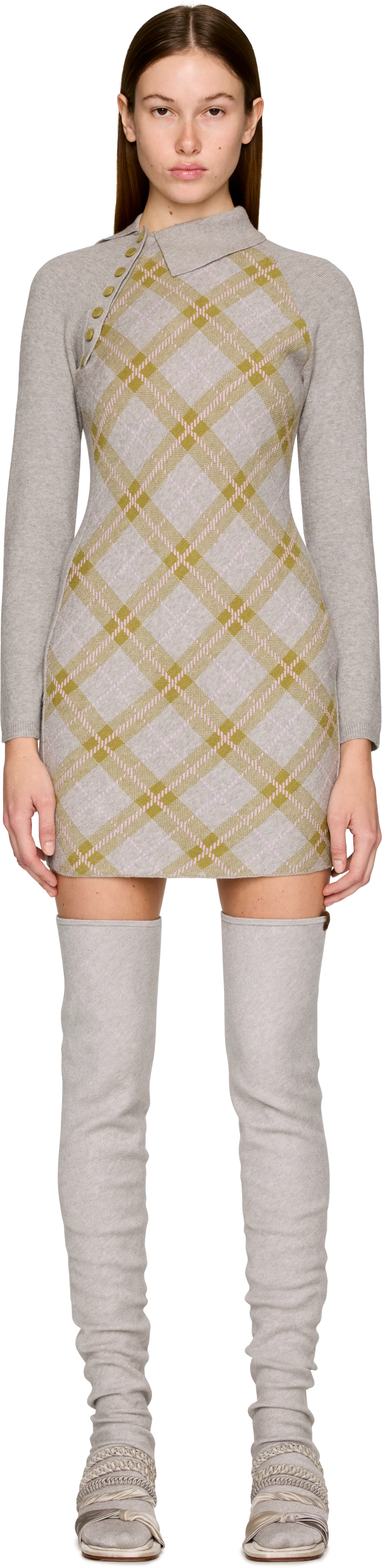 Isa Boulder Tartan Asymmetric Mini Dress