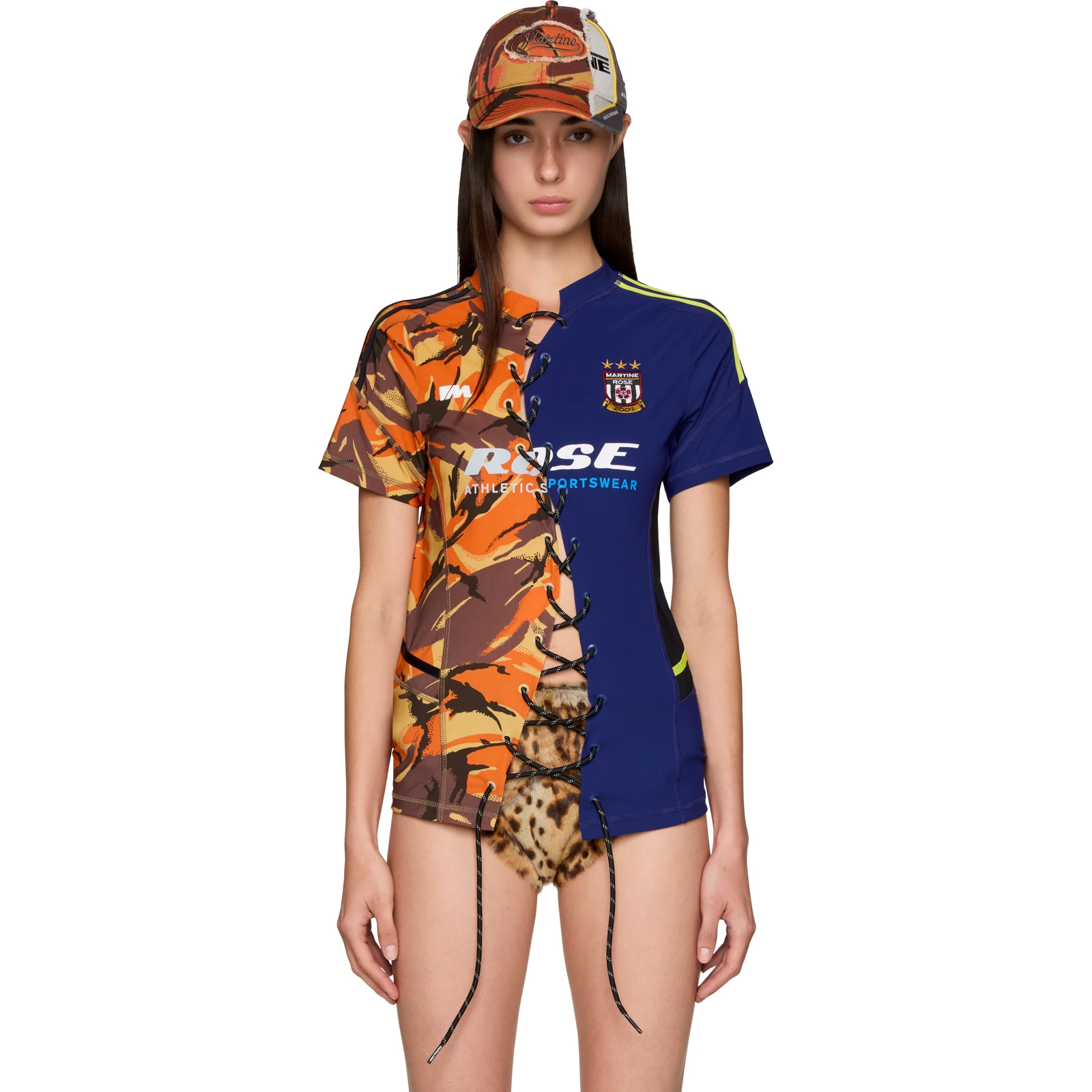 Martine Rose Lace Up Football T-shirt in Orange