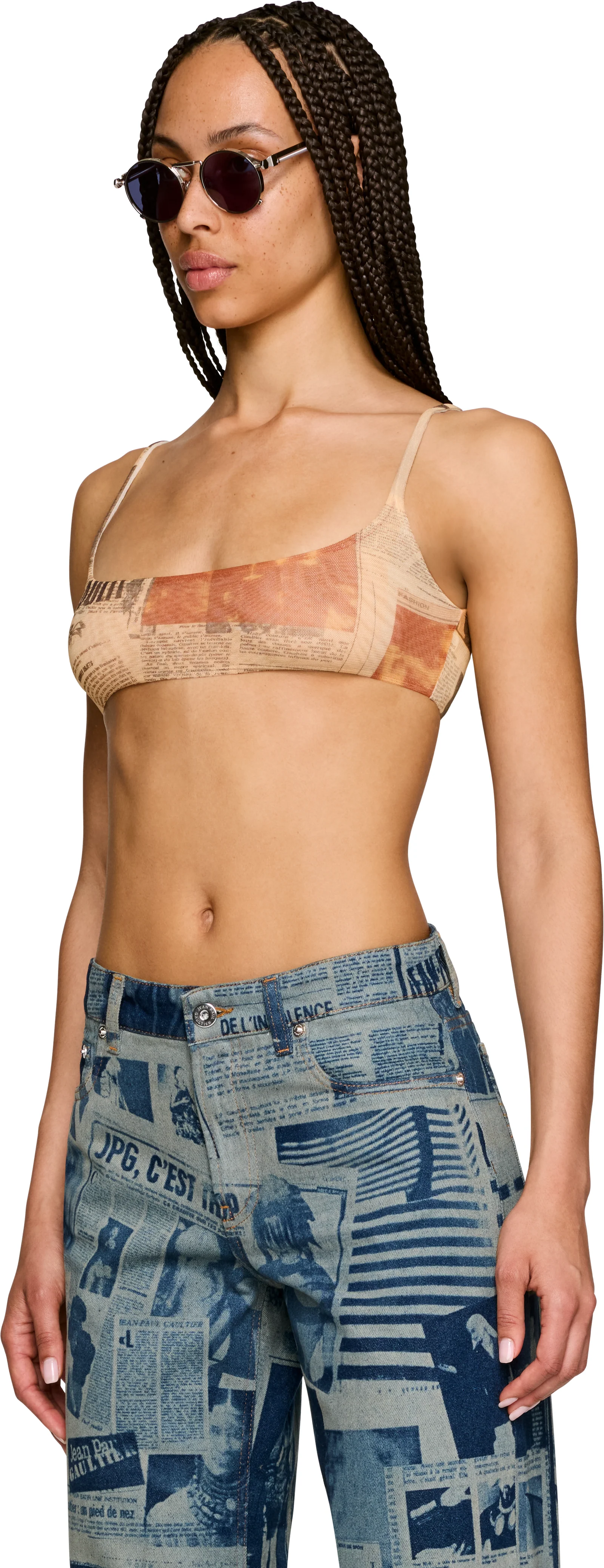 Jean Paul Gaultier 'The Journal' Mesh Printed Bra