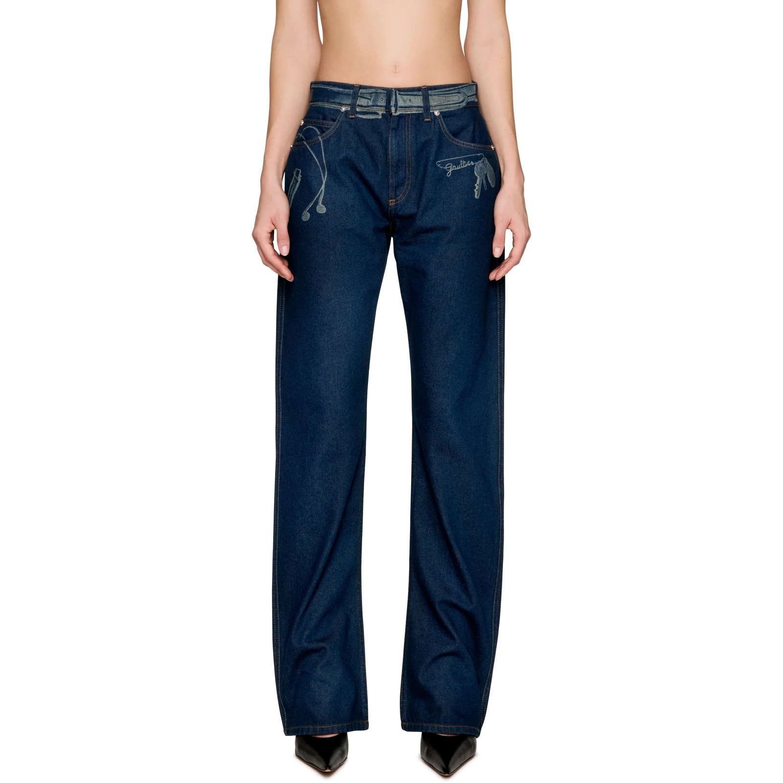 Jean Paul Gaultier Denim Trompe L'Œil Jeans in Blue