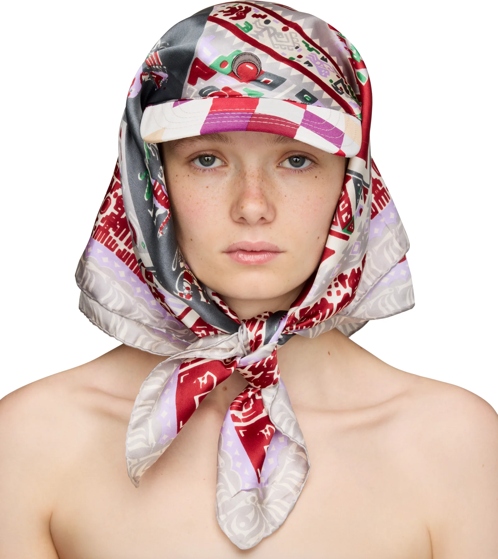 Marine Serre Silk Scarves Veiled Cap