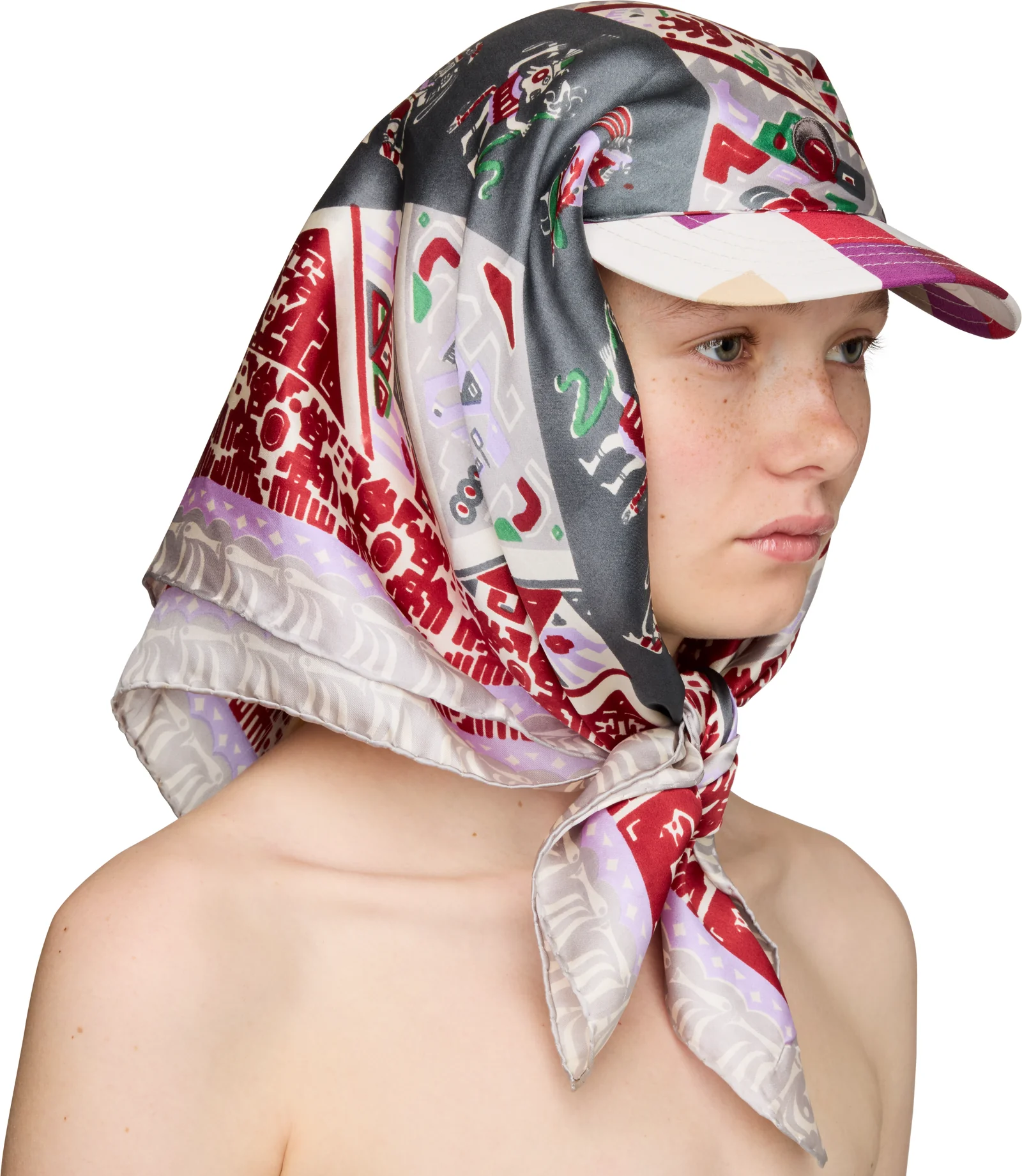 Marine Serre Silk Scarves Veiled Cap