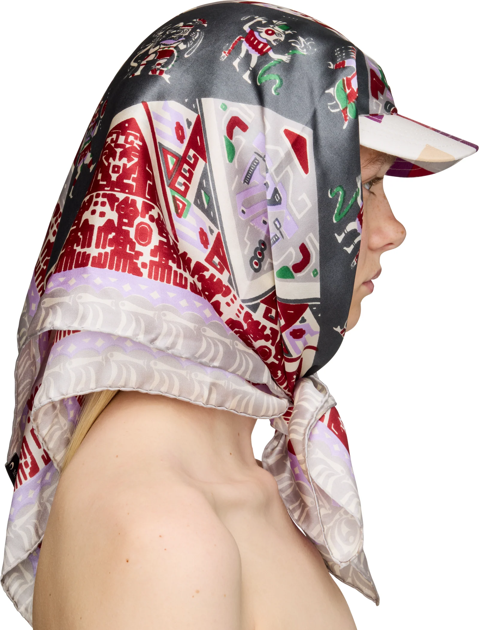 Marine Serre Silk Scarves Veiled Cap
