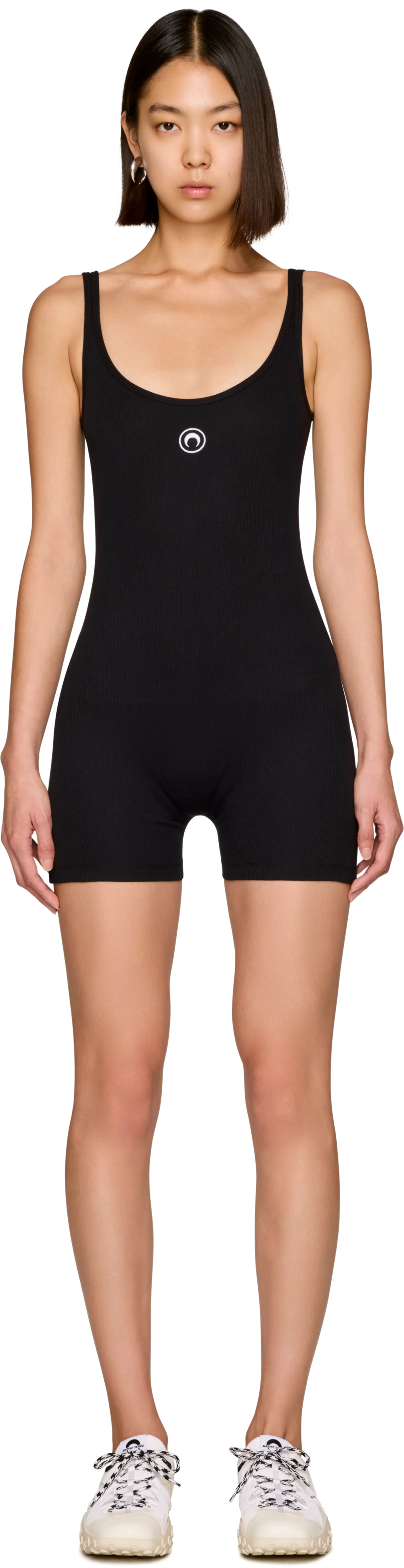 Marine Serre Moon Logo Ribbed Jersey Short Catsuit