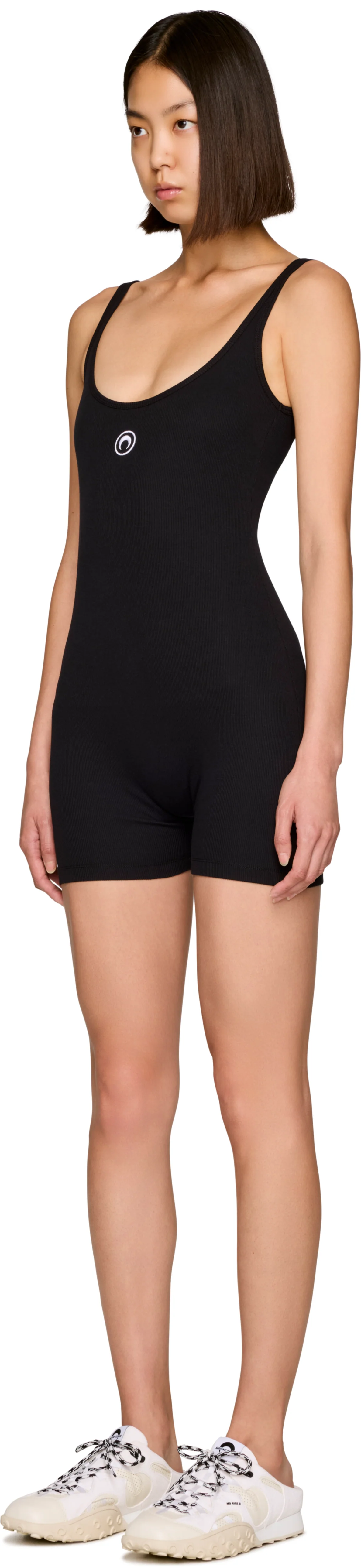 Marine Serre Moon Logo Ribbed Jersey Short Catsuit